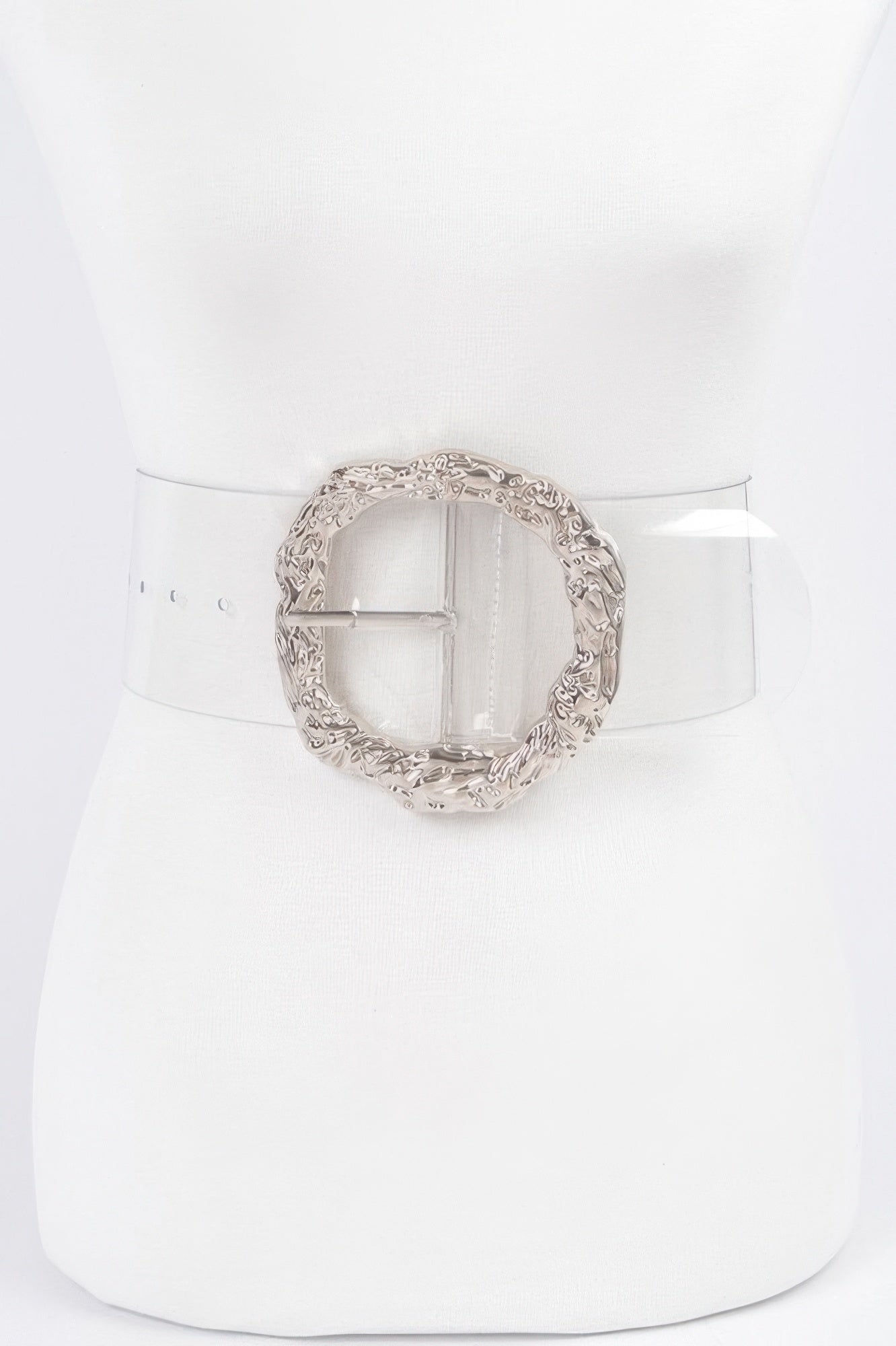 Big Vintage Round Metal Buckle Clear Plussize Belt - Wear Arielle