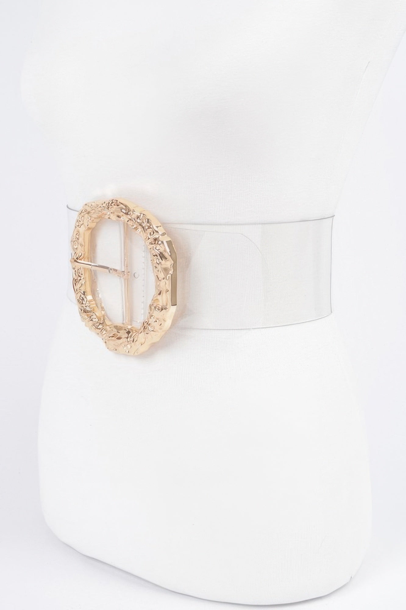 Big Vintage Round Metal Buckle Clear Plussize Belt - Wear Arielle