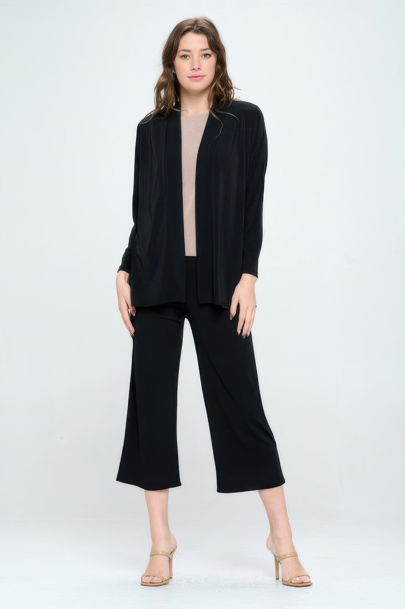 Bns Long Sleeve Cardigan With Wide Leg Angle Pants - Wear Arielle
