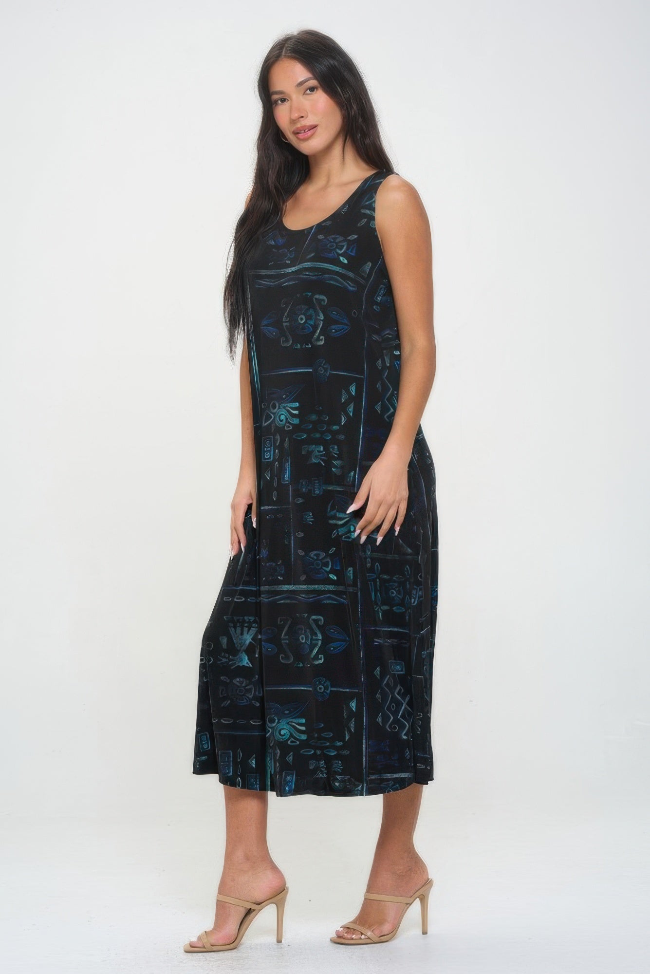 Bns Print Long Tank Dress - Wear Arielle