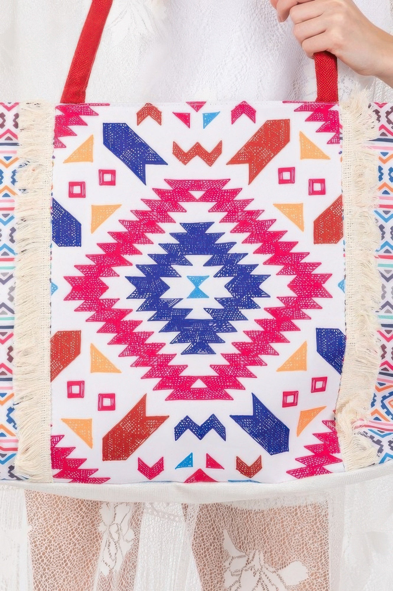 Boho Print Fringe Tote Bag - Wear Arielle