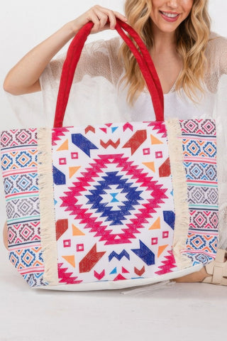 Boho Print Fringe Tote Bag - Wear Arielle