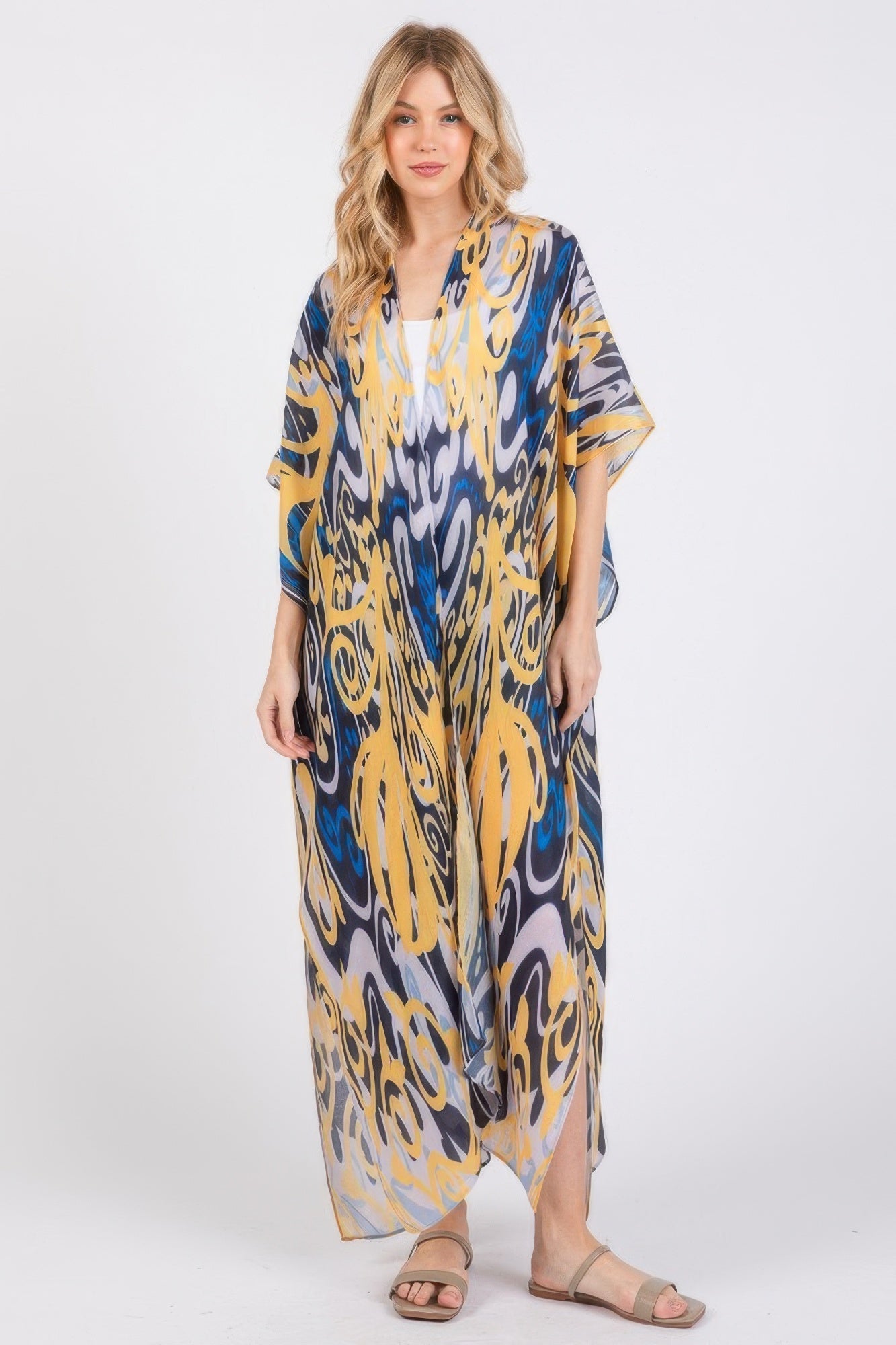Boho Print Open Front Long Kimono - Wear Arielle