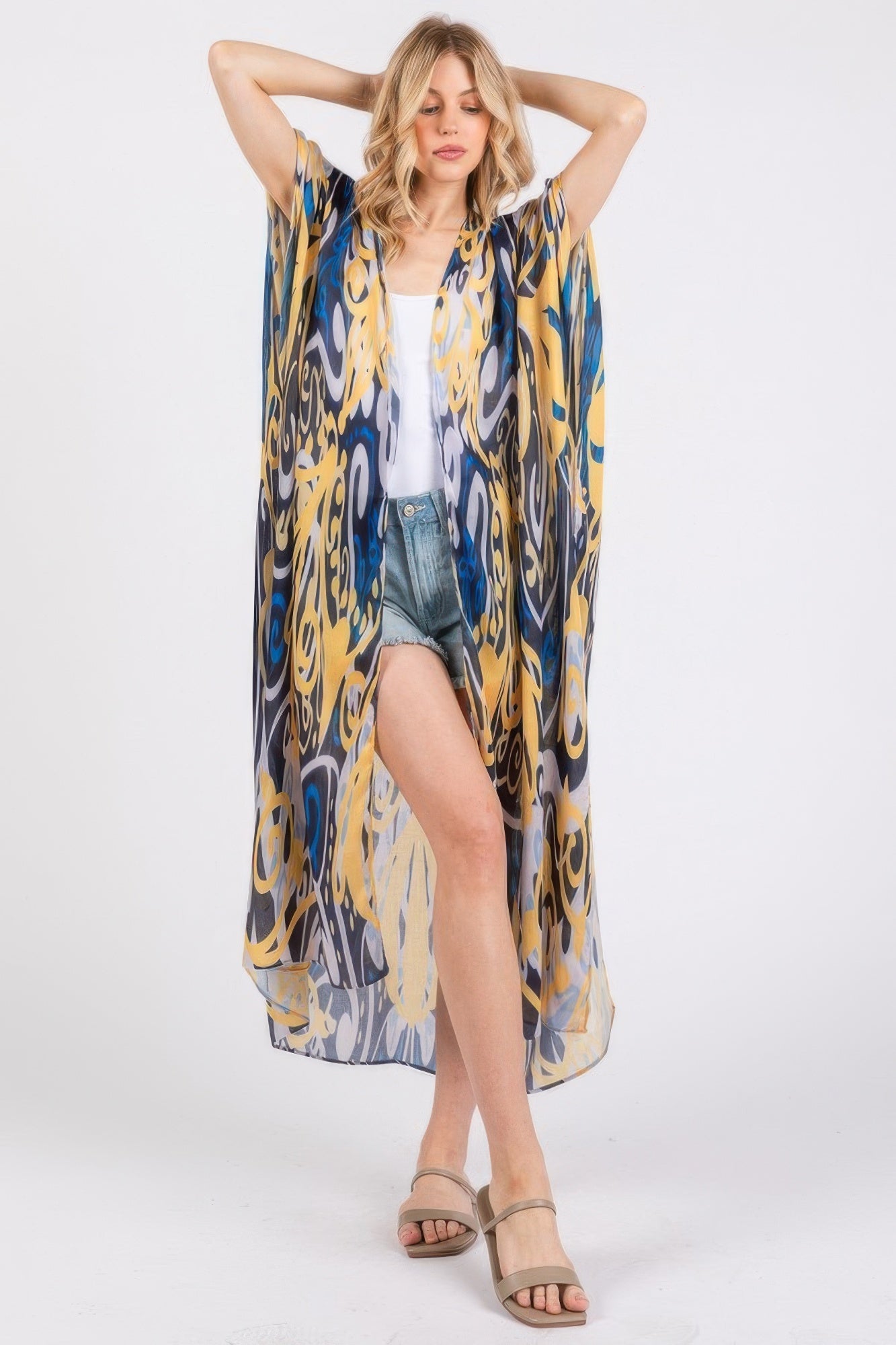 Boho Print Open Front Long Kimono - Wear Arielle