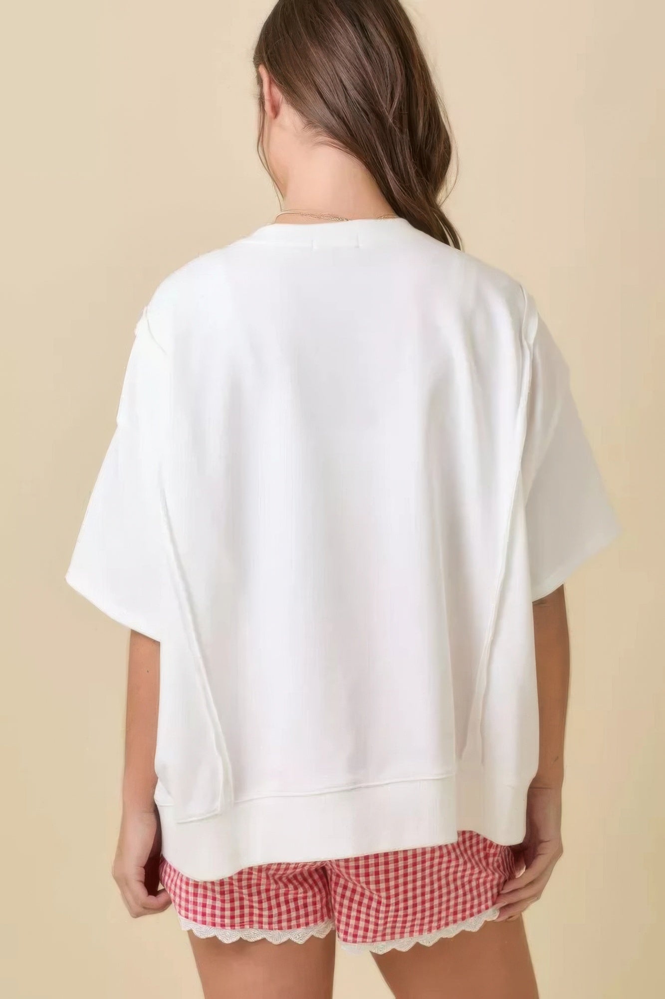 Boxy Wide Top With American Flag Patchwork - Wear Arielle