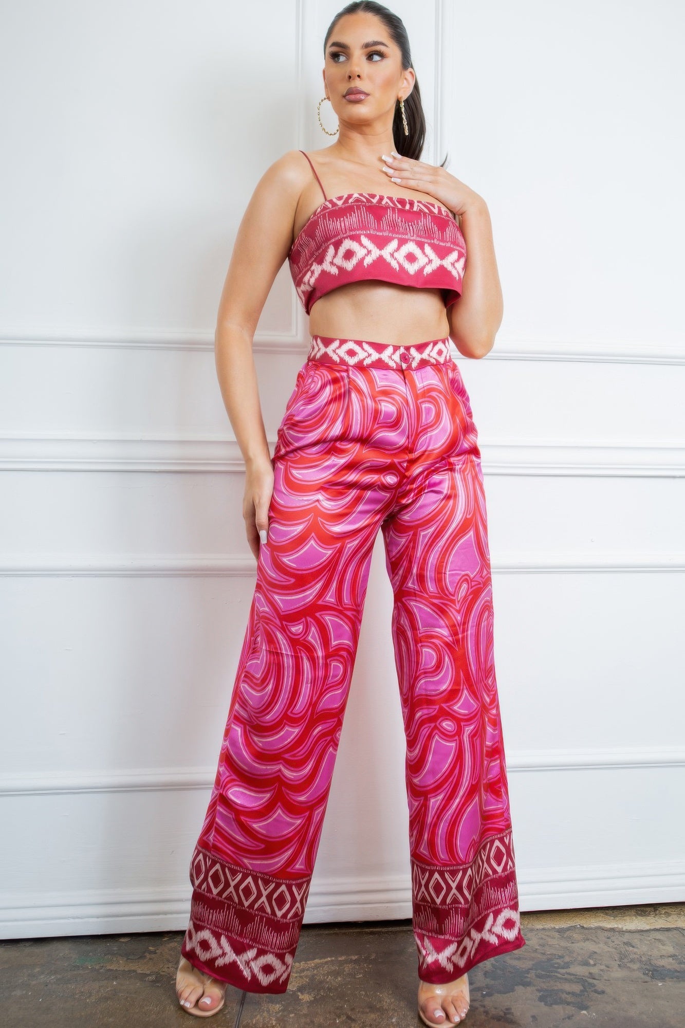 Bra Top And Wide Leg Pants Set - Wear Arielle