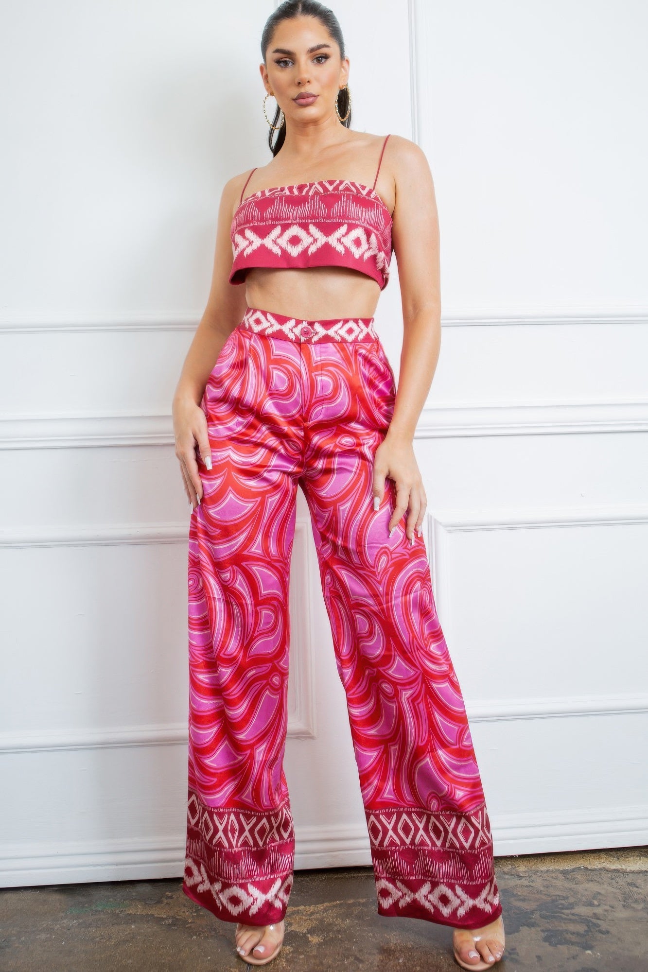 Bra Top And Wide Leg Pants Set - Wear Arielle