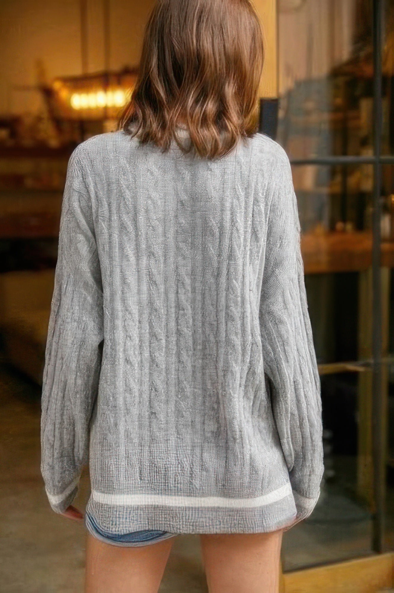 Braid Knit V Neck Sweater - Wear Arielle