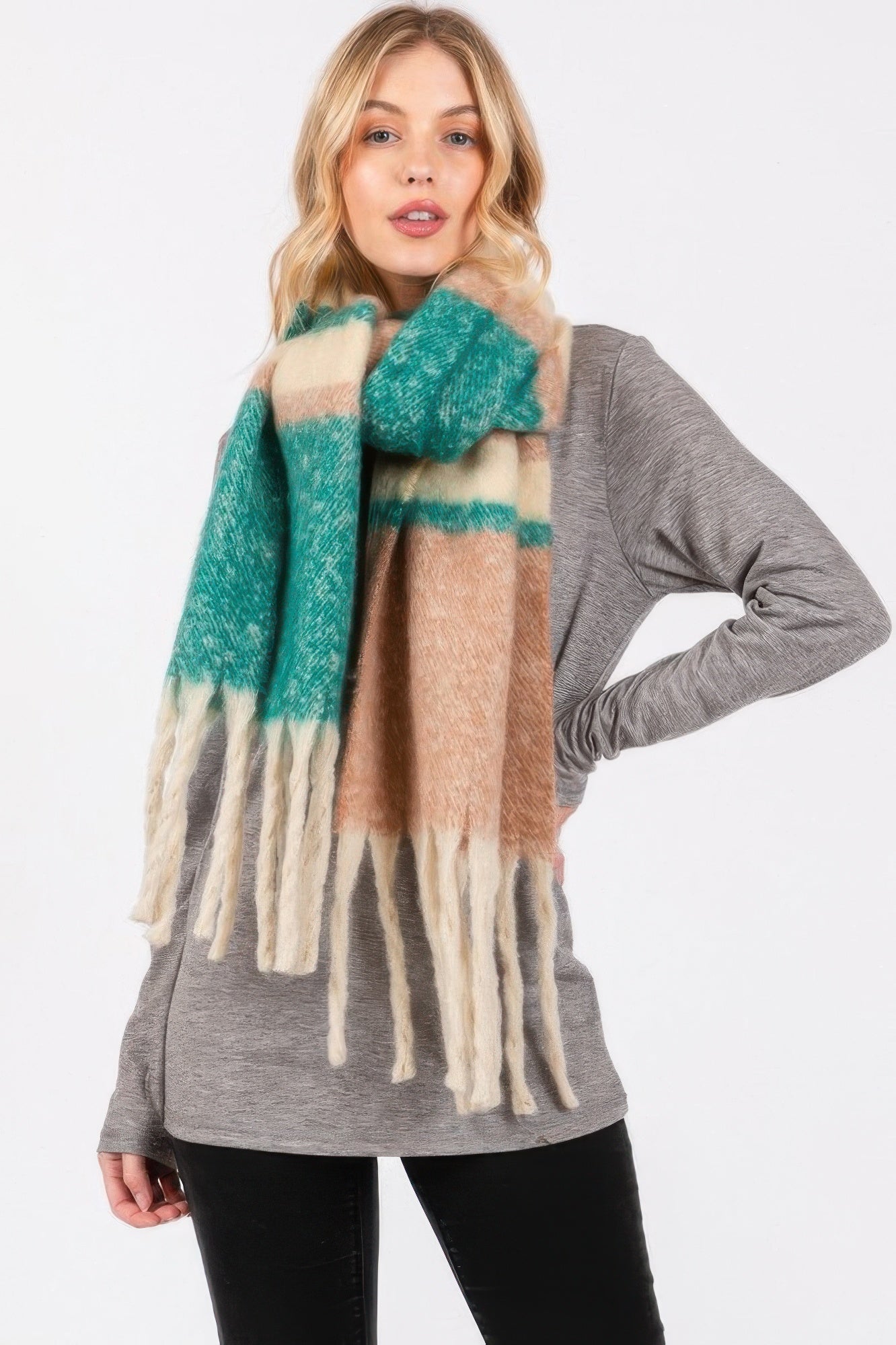 Brushed Multi Color Stripe Scarf - Wear Arielle