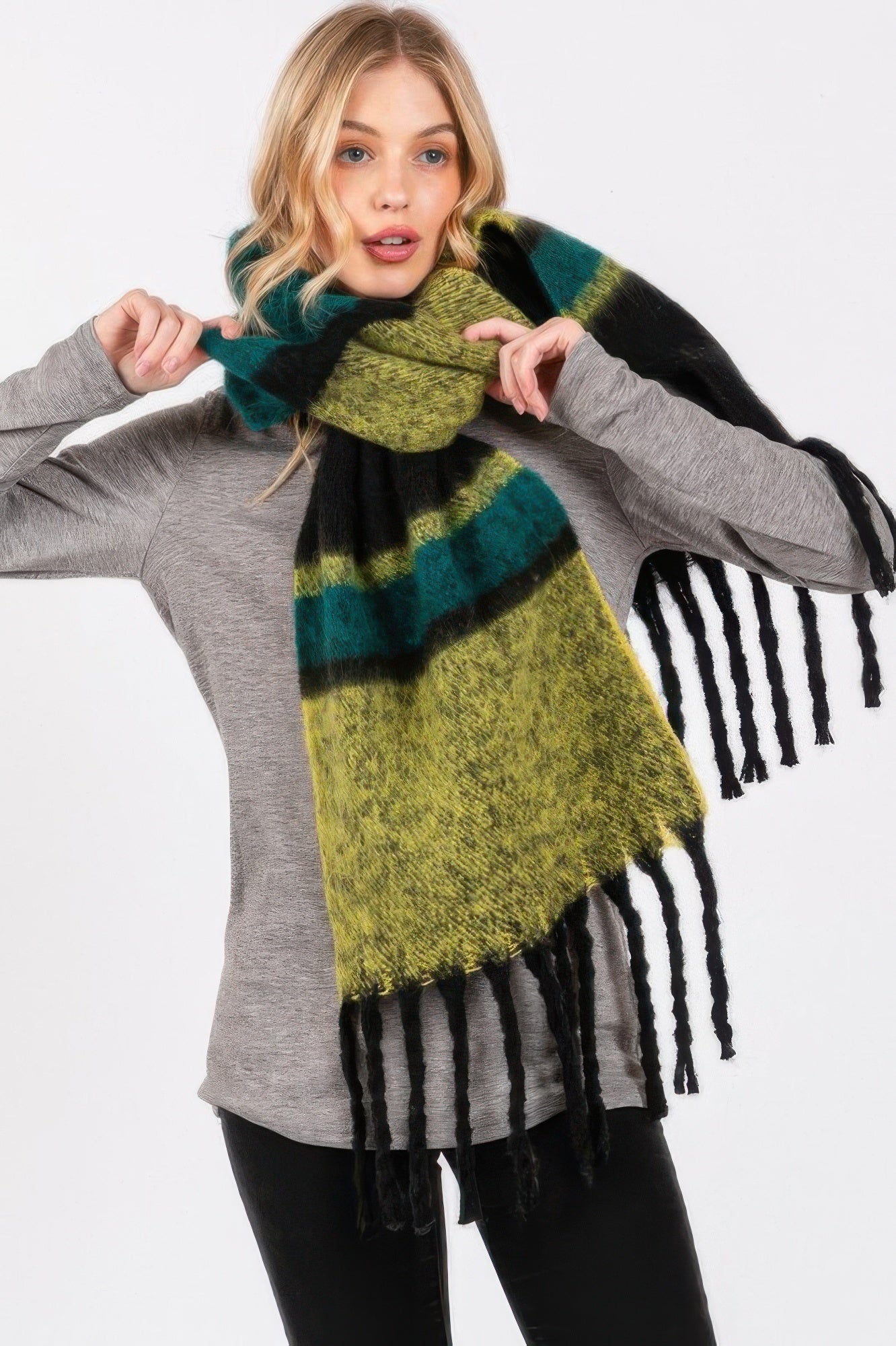 Brushed Multi Color Stripe Scarf - Wear Arielle