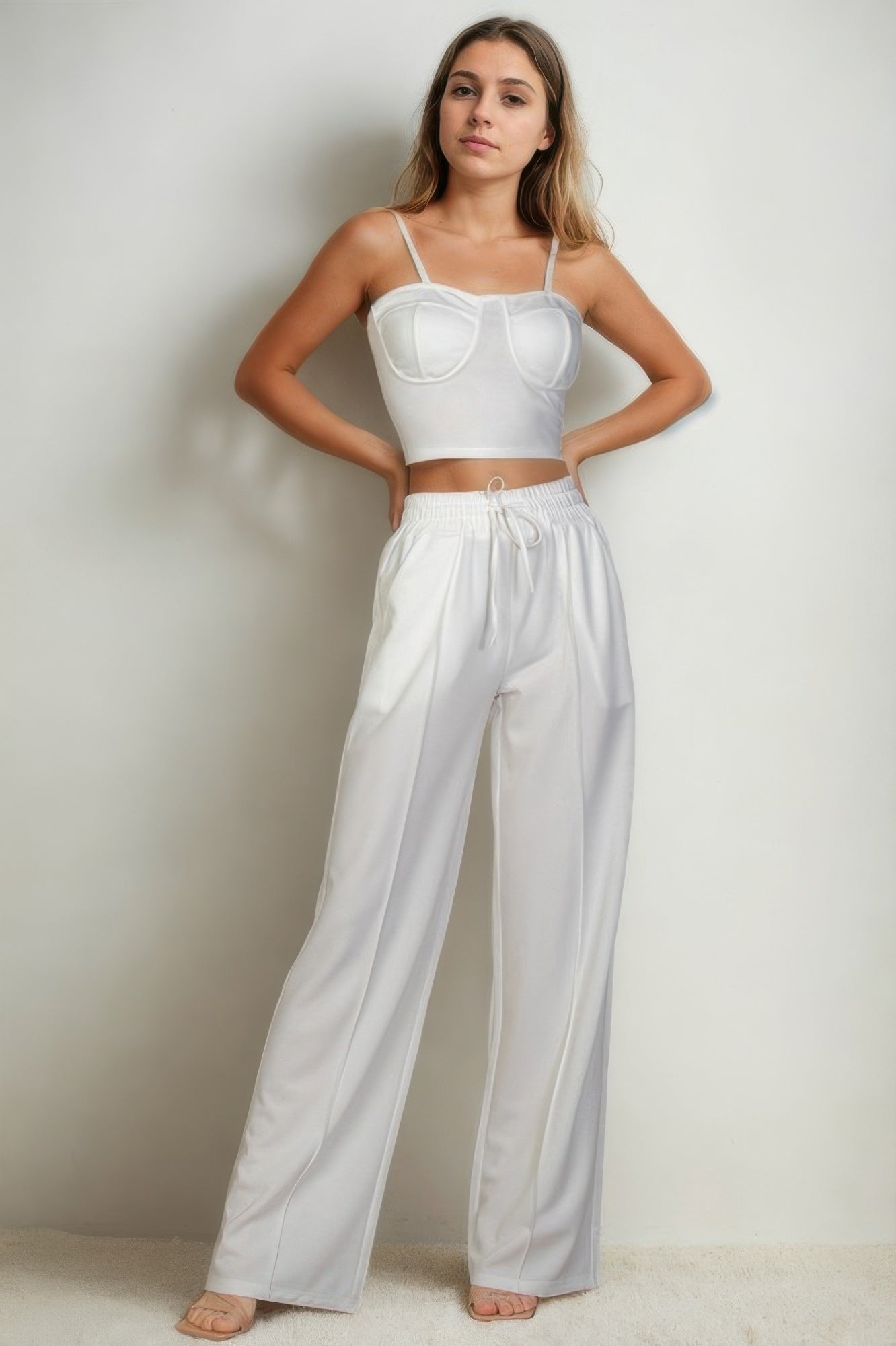 Bustier Crop Cami Top & Slant Pocket Straight Pants - Wear Arielle