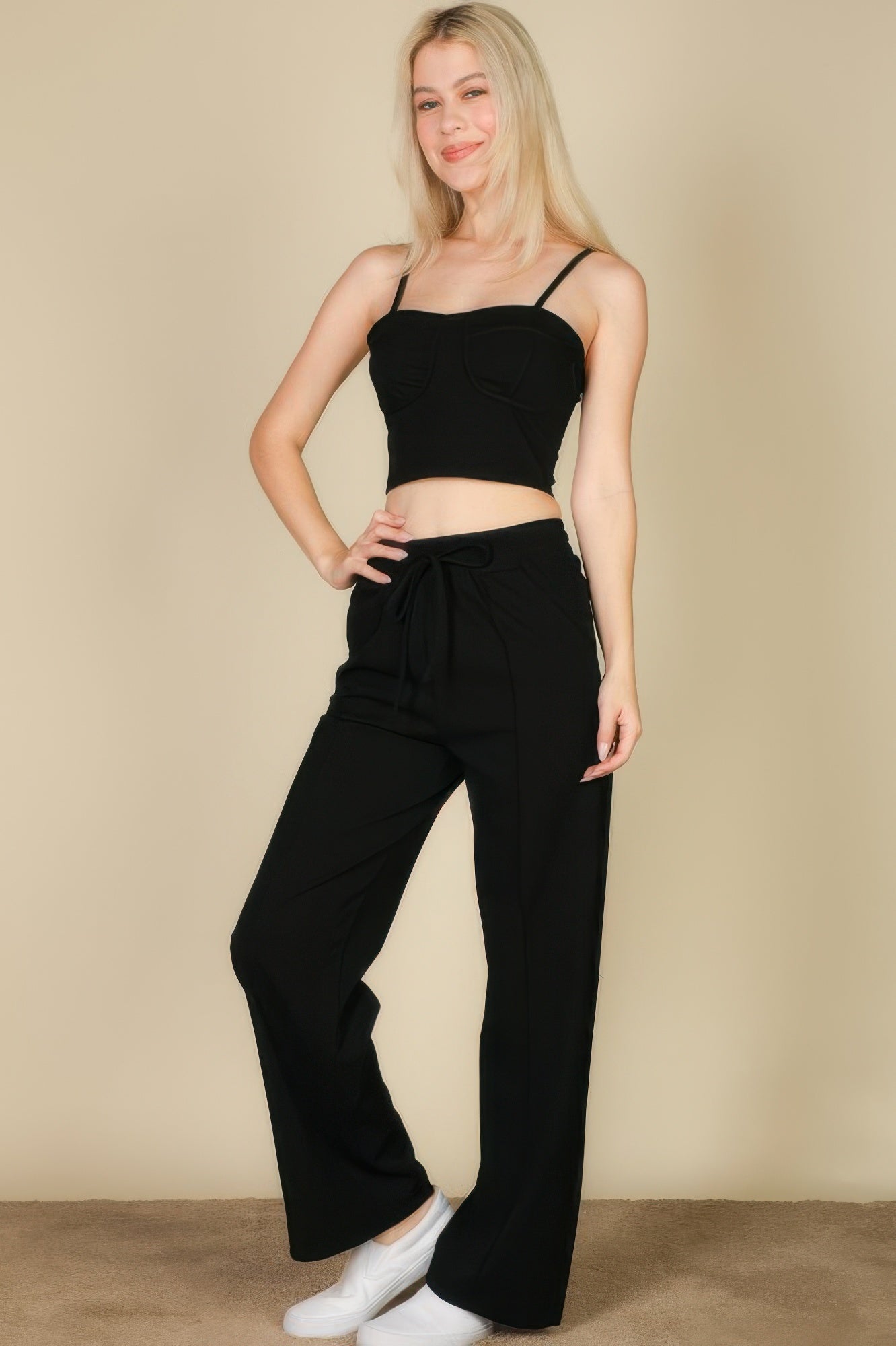 Bustier Crop Cami Top & Slant Pocket Straight Pants - Wear Arielle