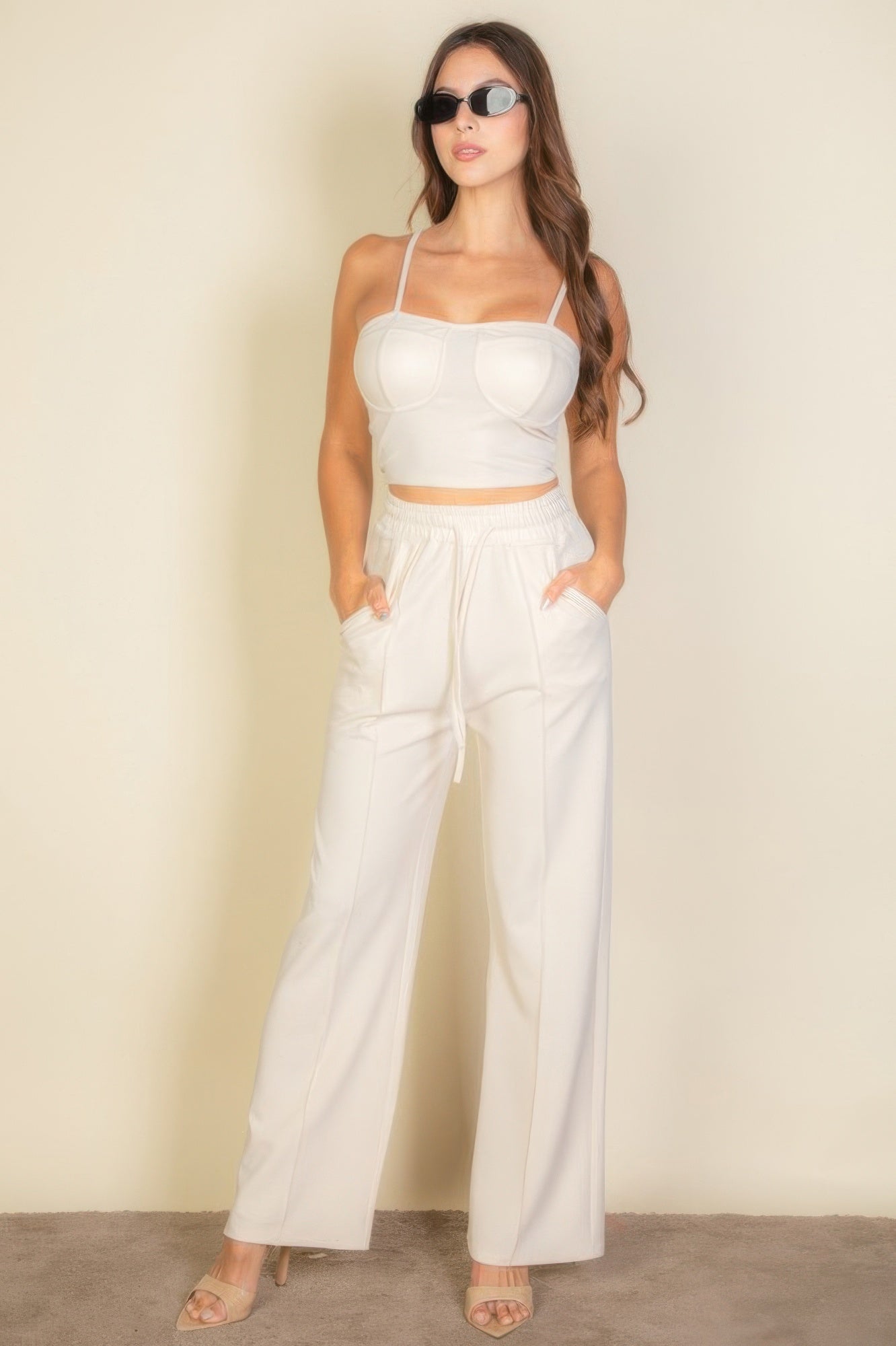 Bustier Crop Cami Top & Slant Pocket Straight Pants - Wear Arielle