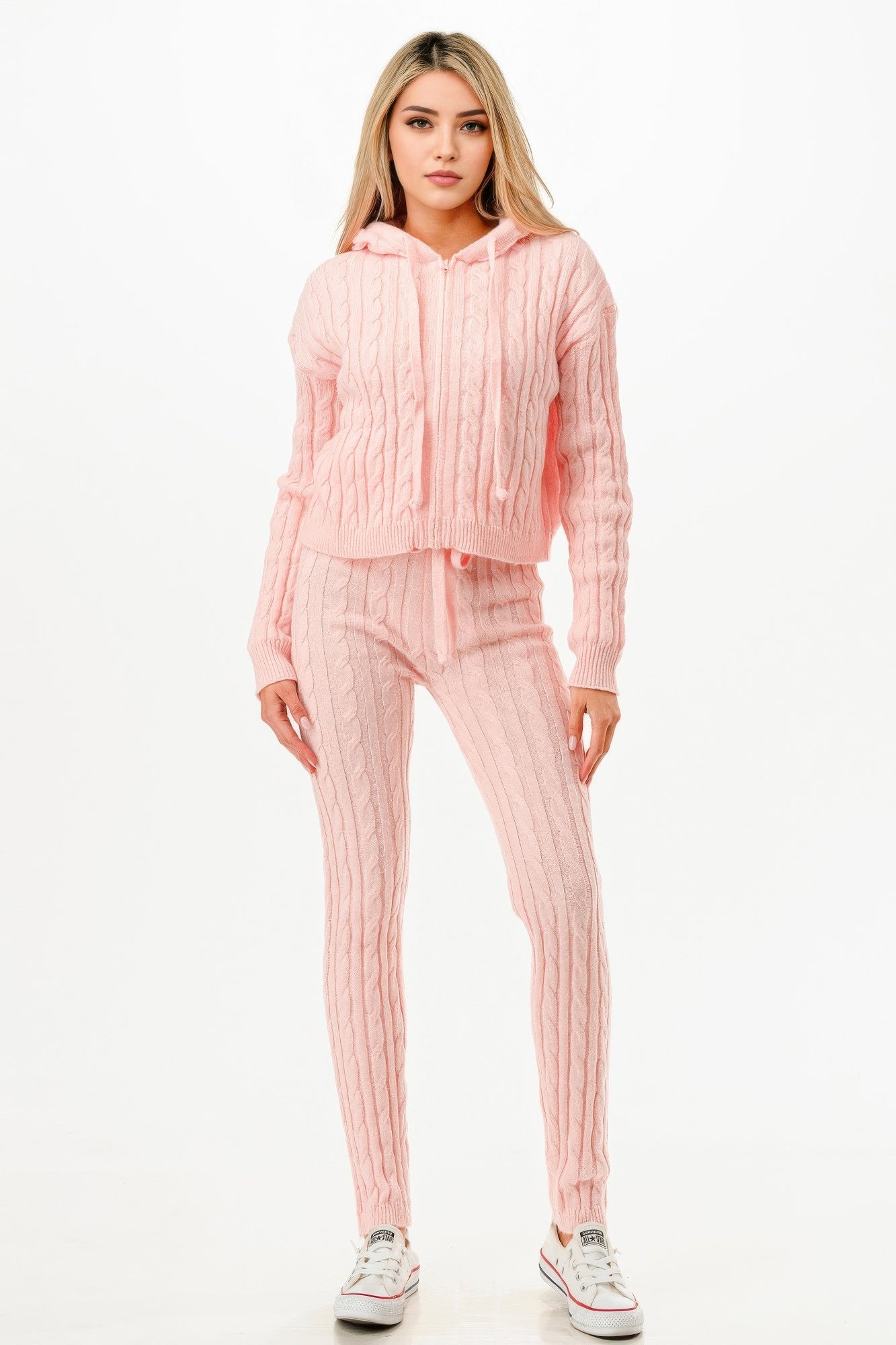Cable Hoodie Sweater 2pcs Set - Wear Arielle