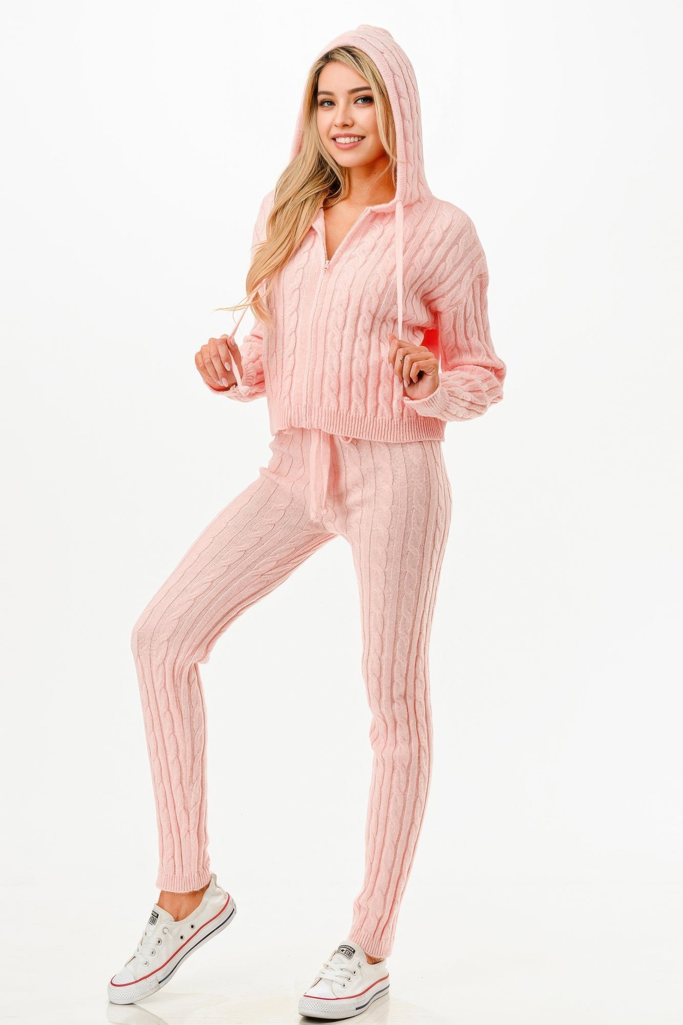 Cable Hoodie Sweater 2pcs Set - Wear Arielle