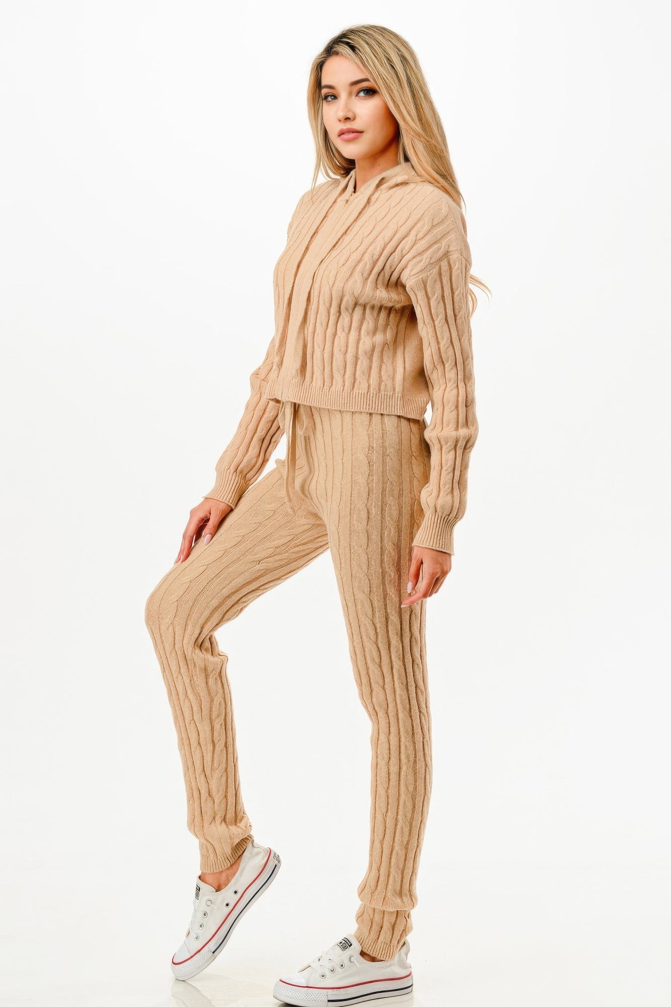 Cable Hoodie Sweater 2pcs Set - Wear Arielle