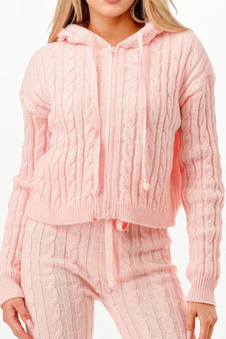 Cable Hoodie Sweater 2pcs Set - Wear Arielle