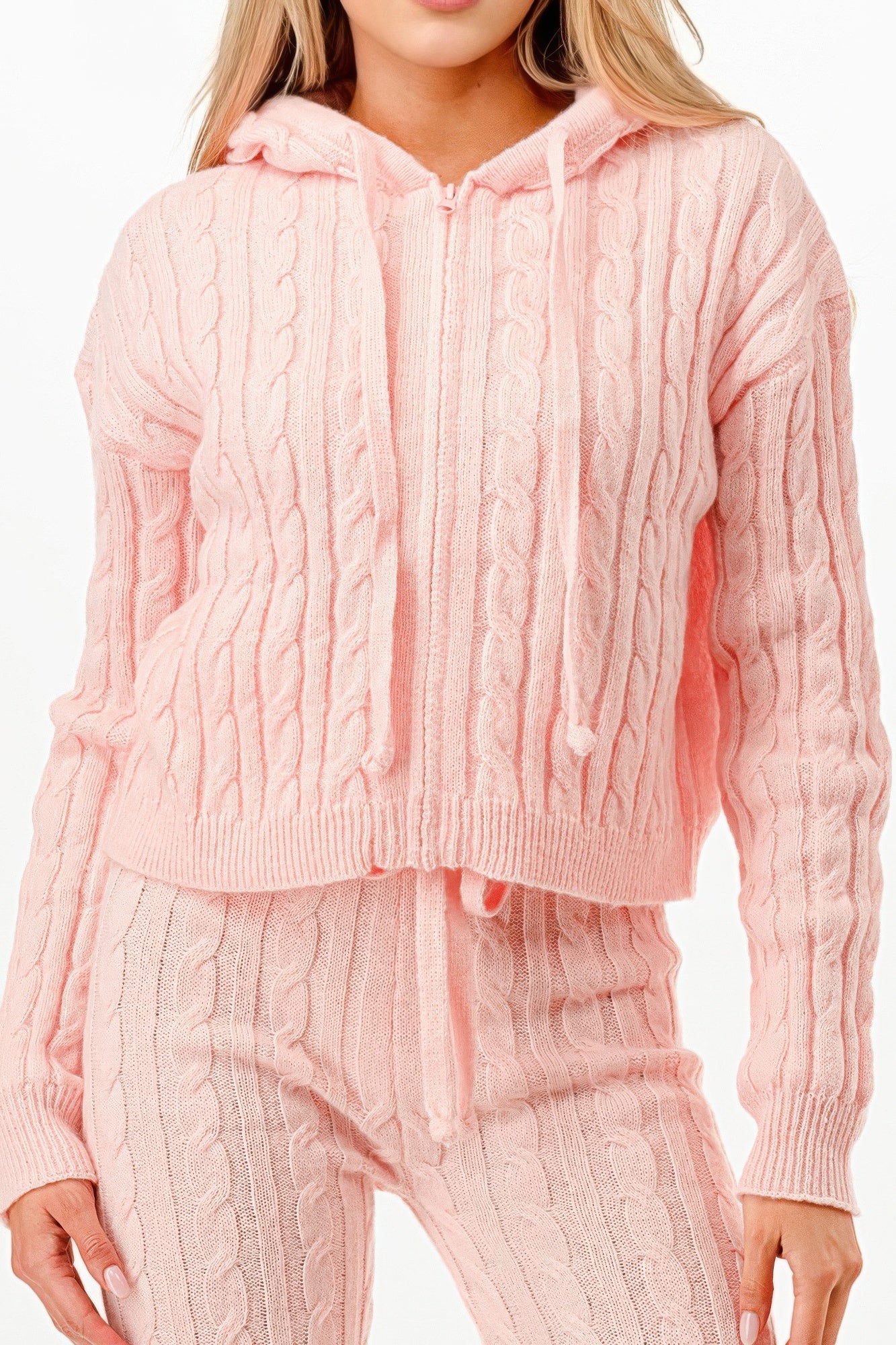 Cable Hoodie Sweater 2pcs Set - Wear Arielle