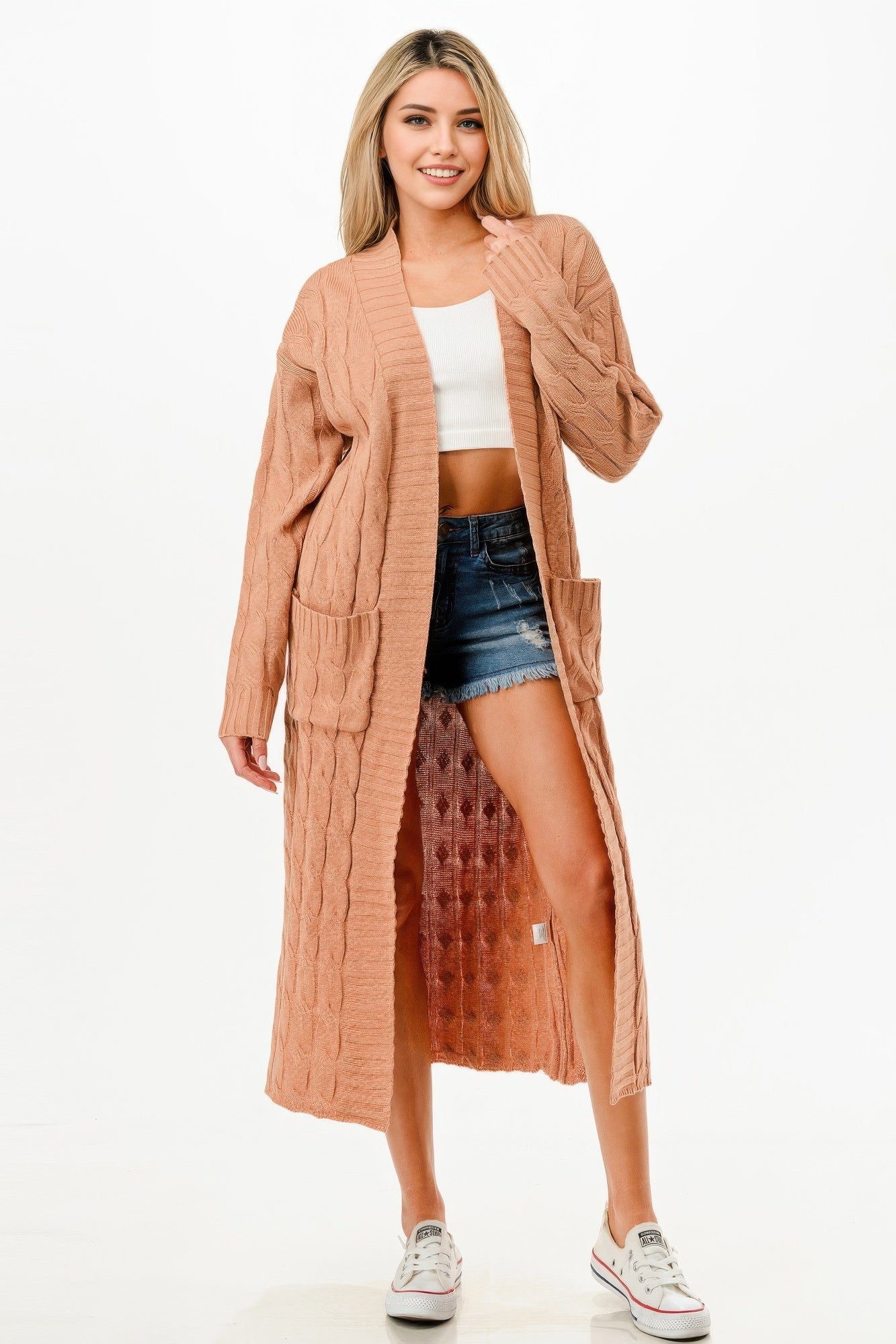 Cable Sweater Long Cardigan - Wear Arielle