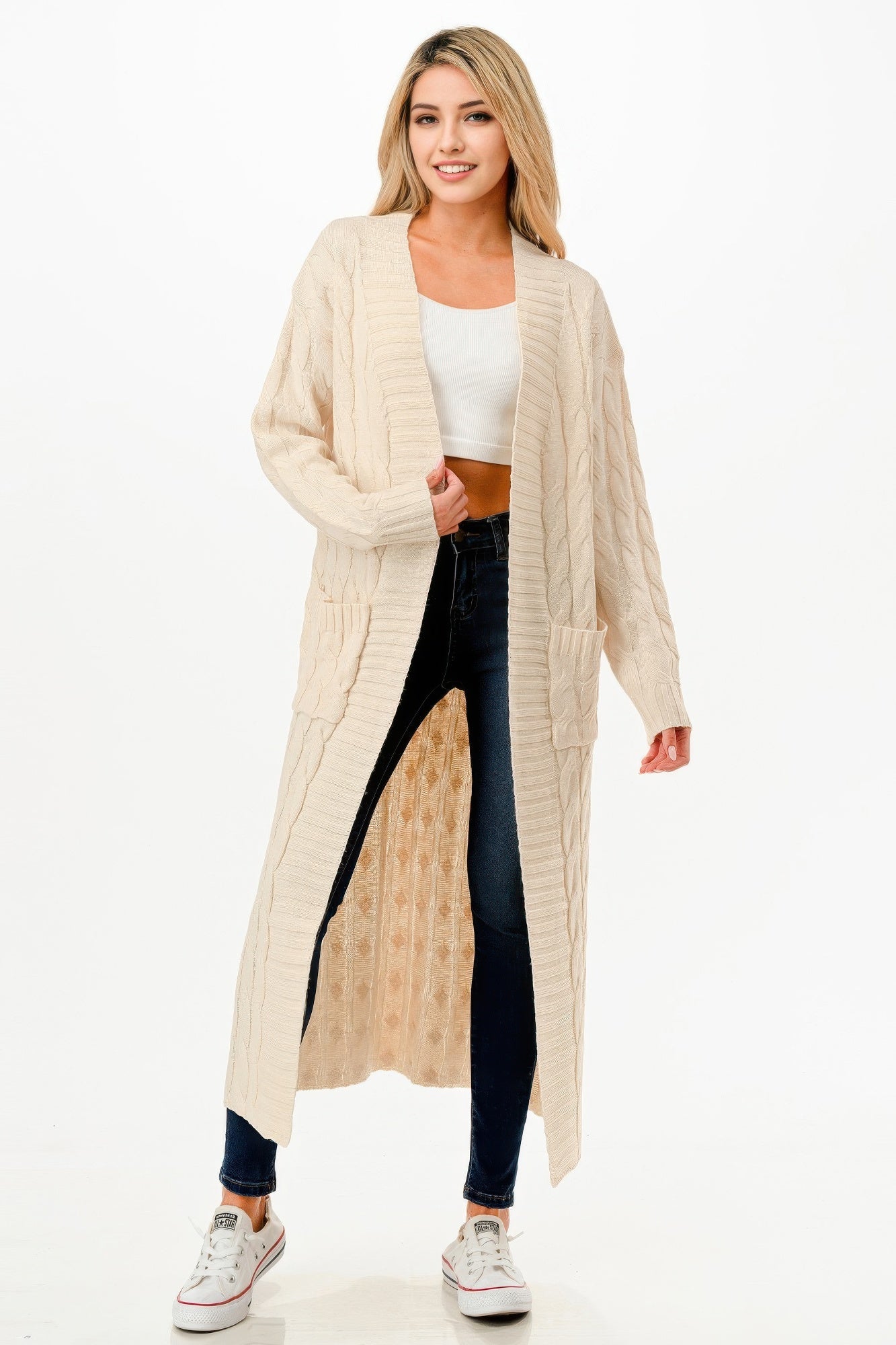 Cable Sweater Long Cardigan - Wear Arielle