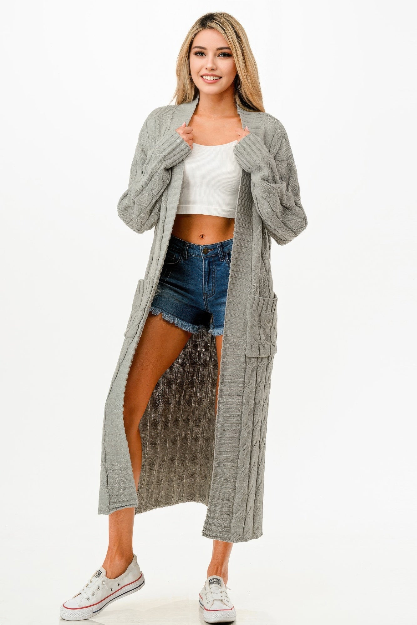 Cable Sweater Long Cardigan - Wear Arielle