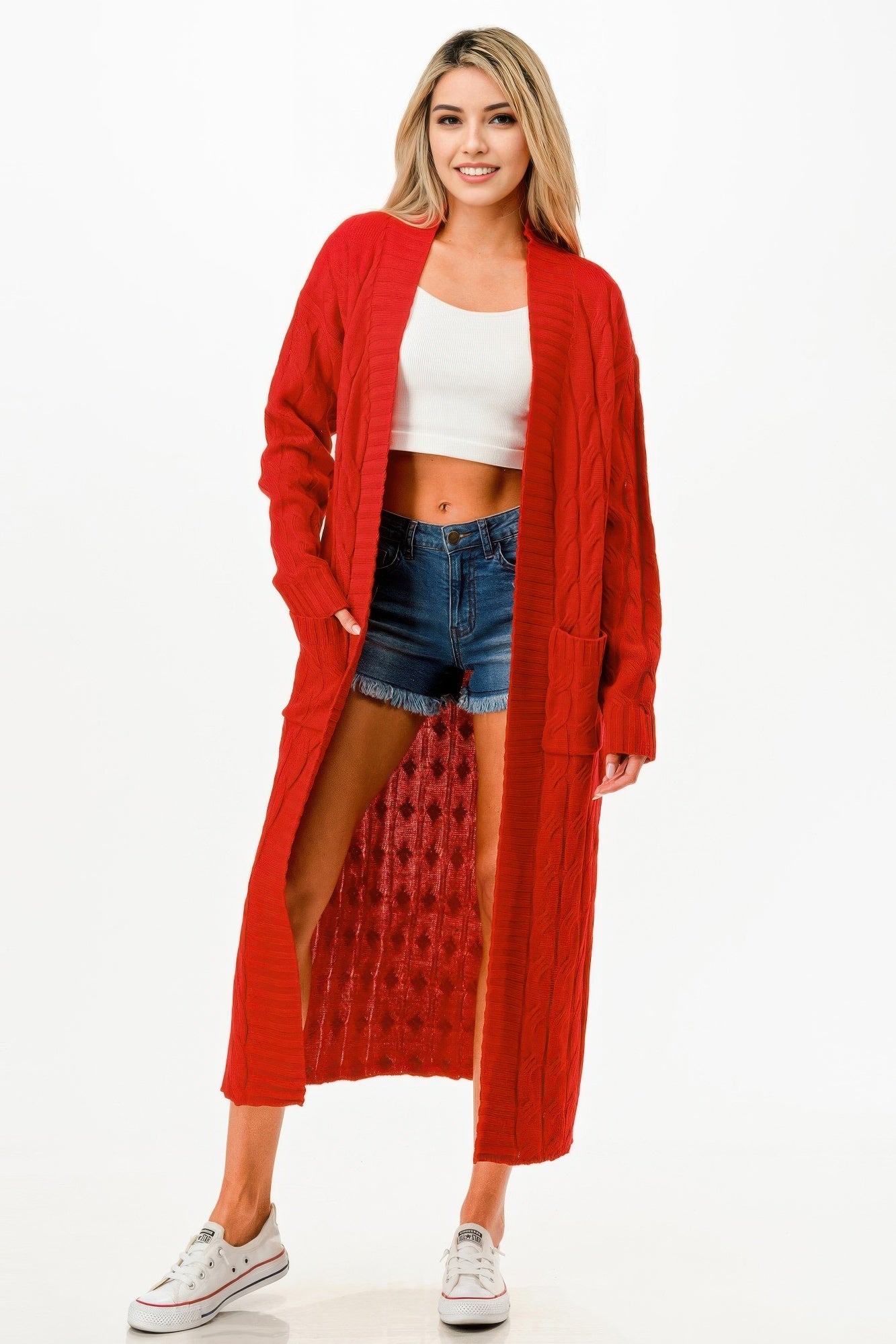 Cable Sweater Long Cardigan - Wear Arielle