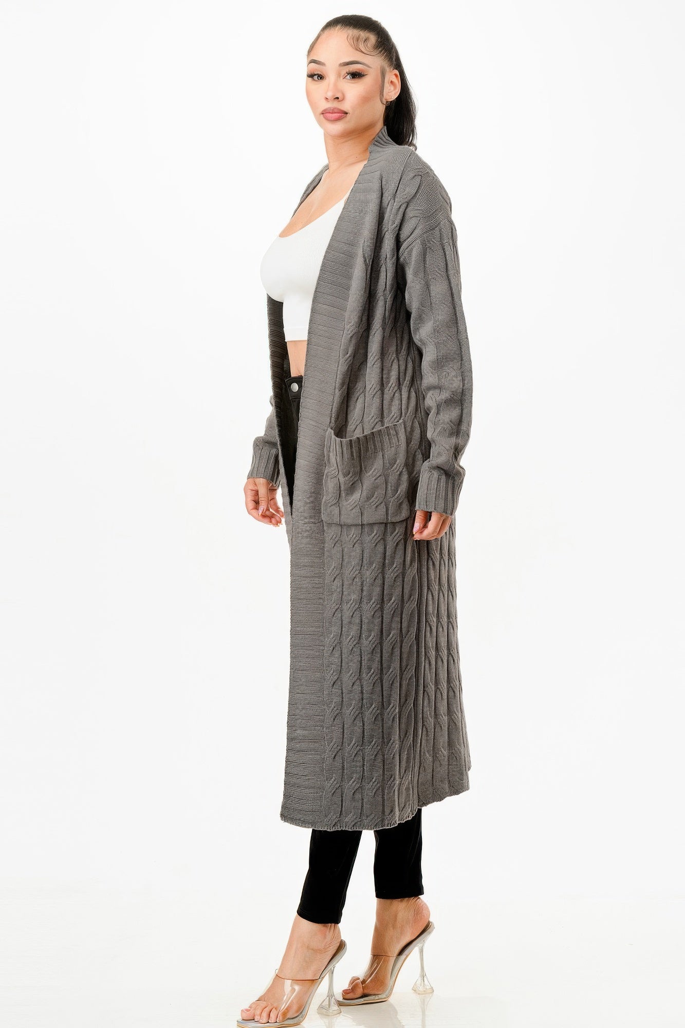 Cable Sweater Long Cardigan - Wear Arielle