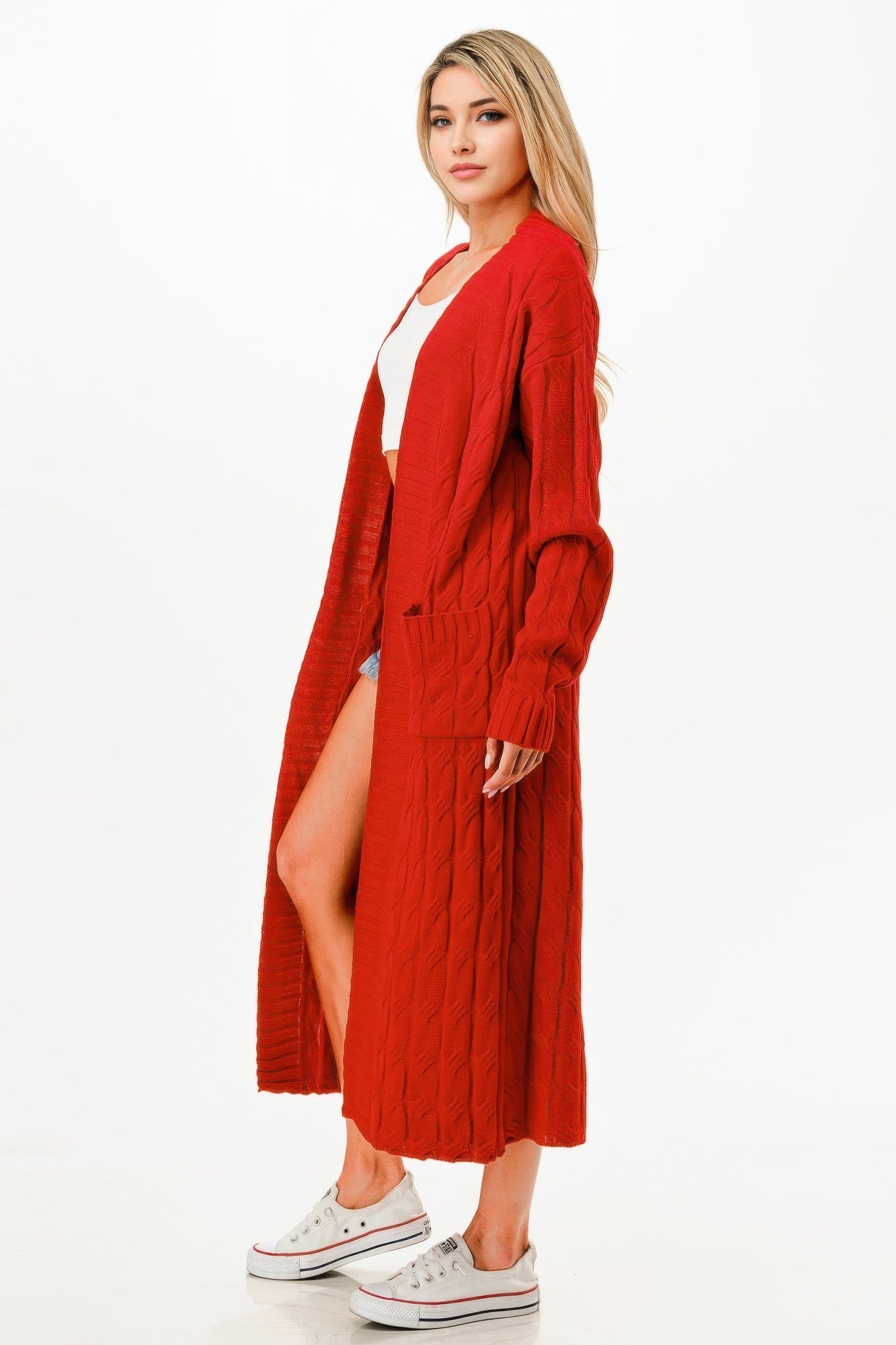 Cable Sweater Long Cardigan - Wear Arielle