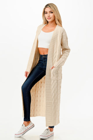 Cable Sweater Long Cardigan - Wear Arielle