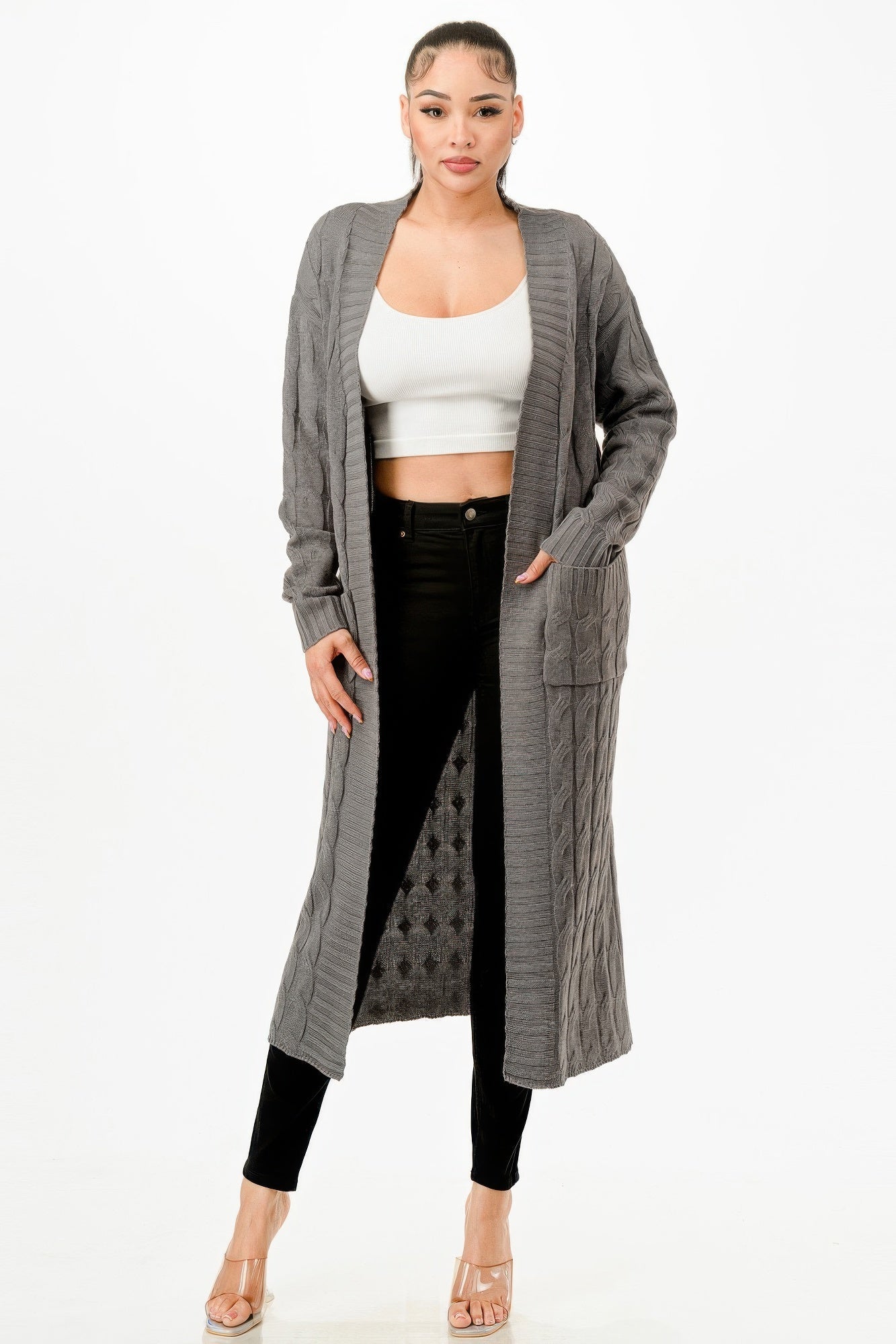 Cable Sweater Long Cardigan - Wear Arielle