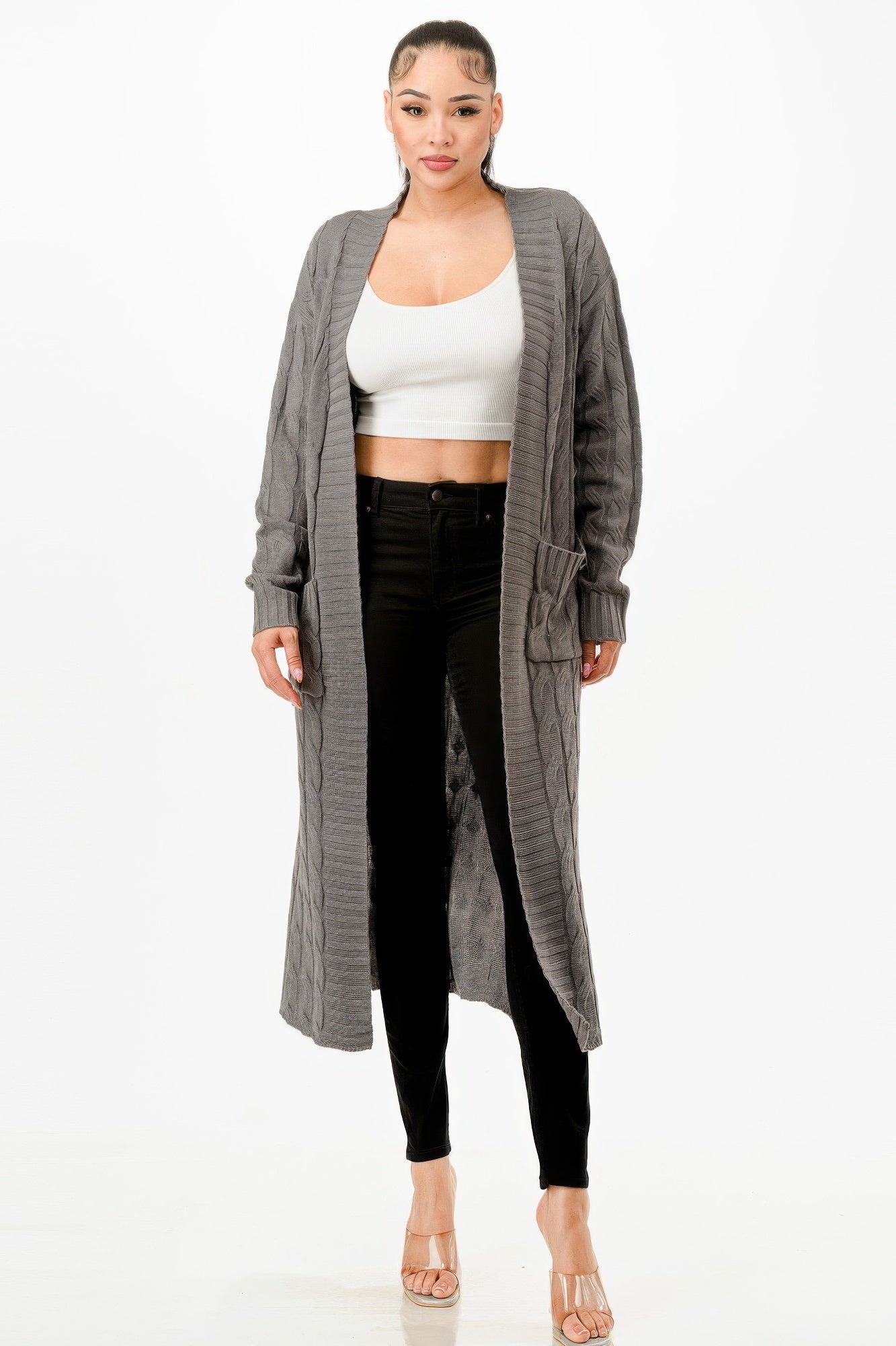 Cable Sweater Long Cardigan - Wear Arielle