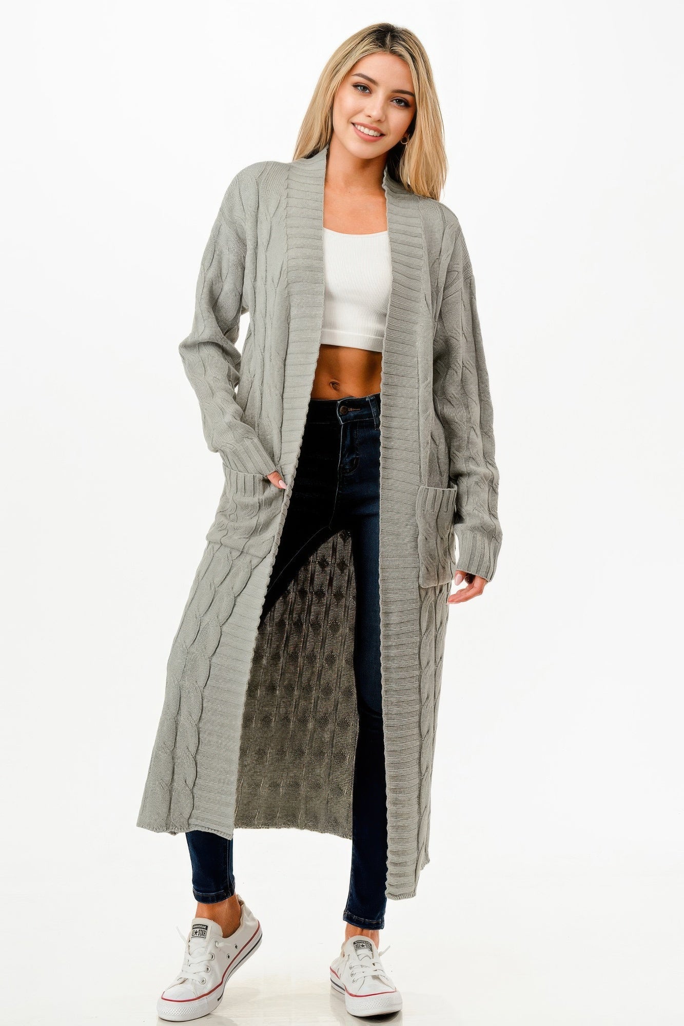 Cable Sweater Long Cardigan - Wear Arielle