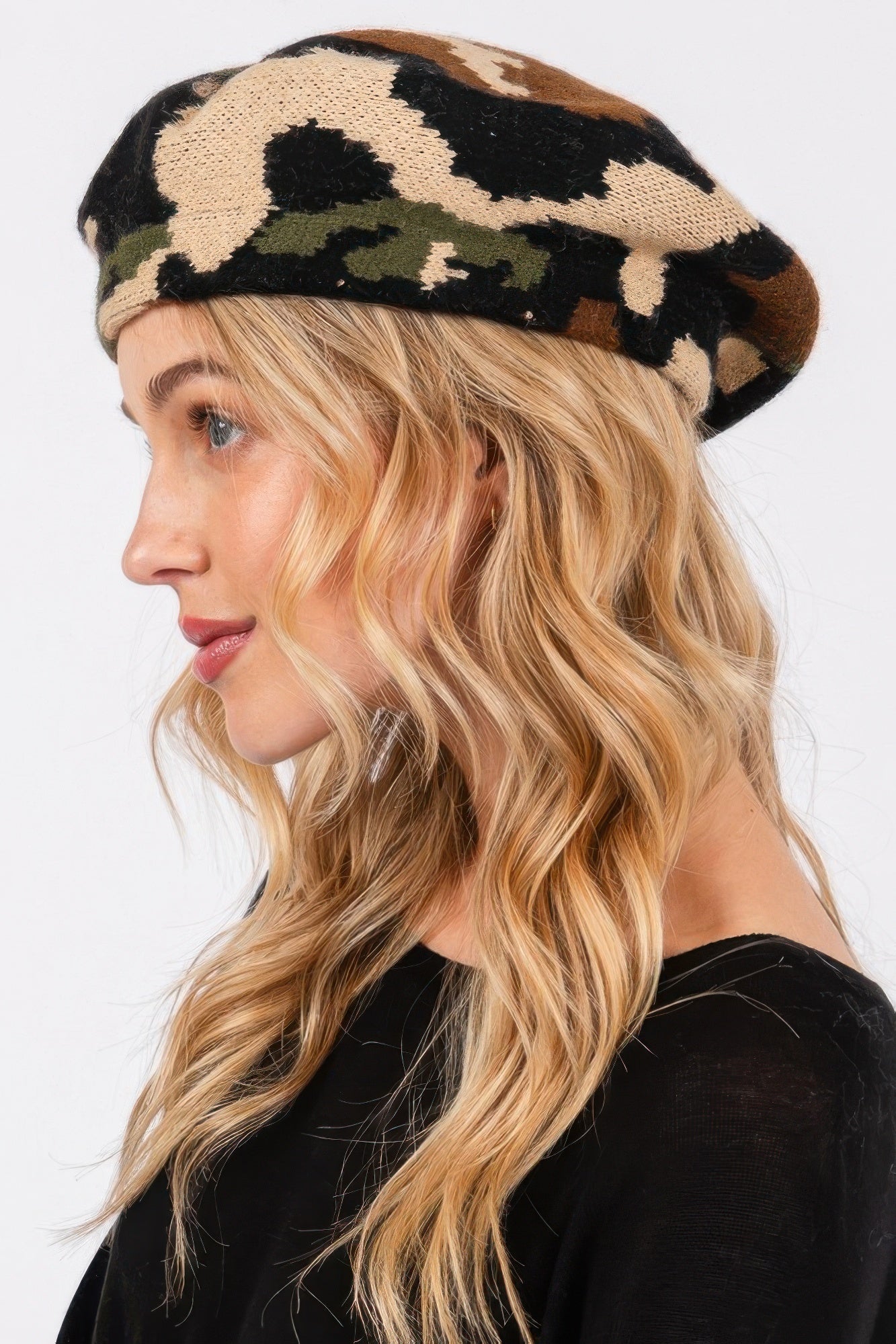 Camo Knit Beret - Wear Arielle