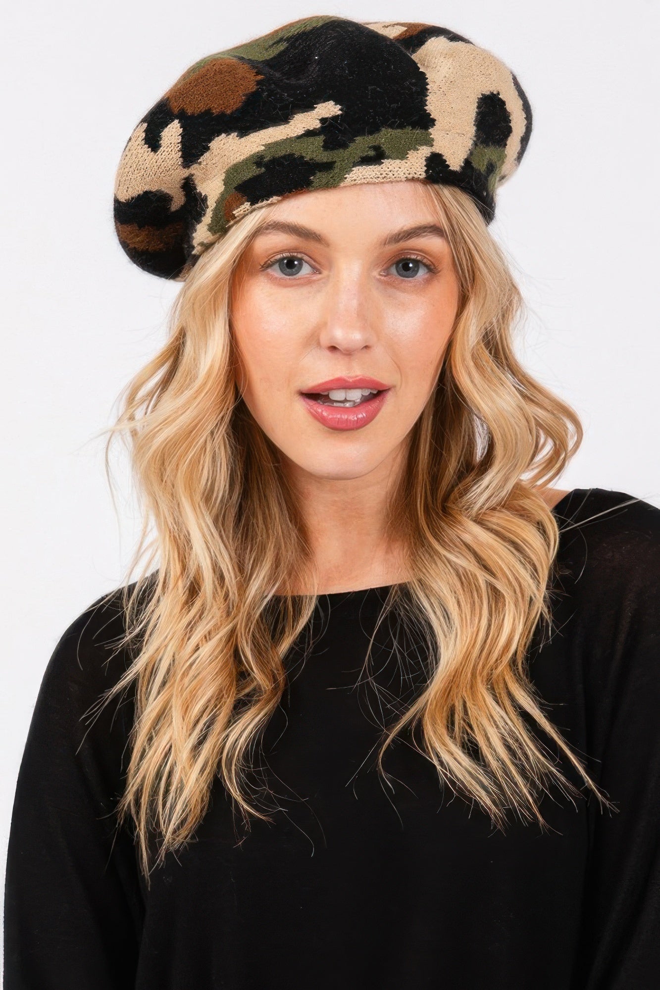 Camo Knit Beret - Wear Arielle