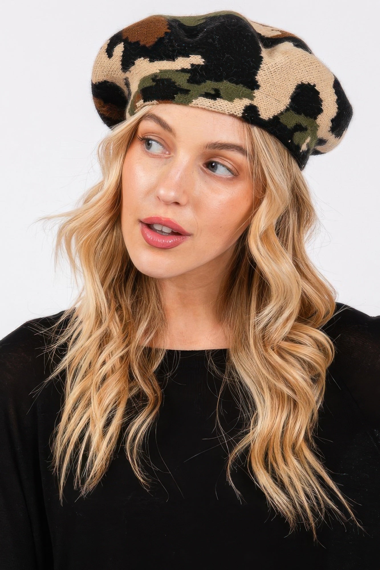 Camo Knit Beret - Wear Arielle