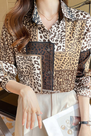 Chain Print Drop Shoulder Loose Fit Blouse - Wear Arielle