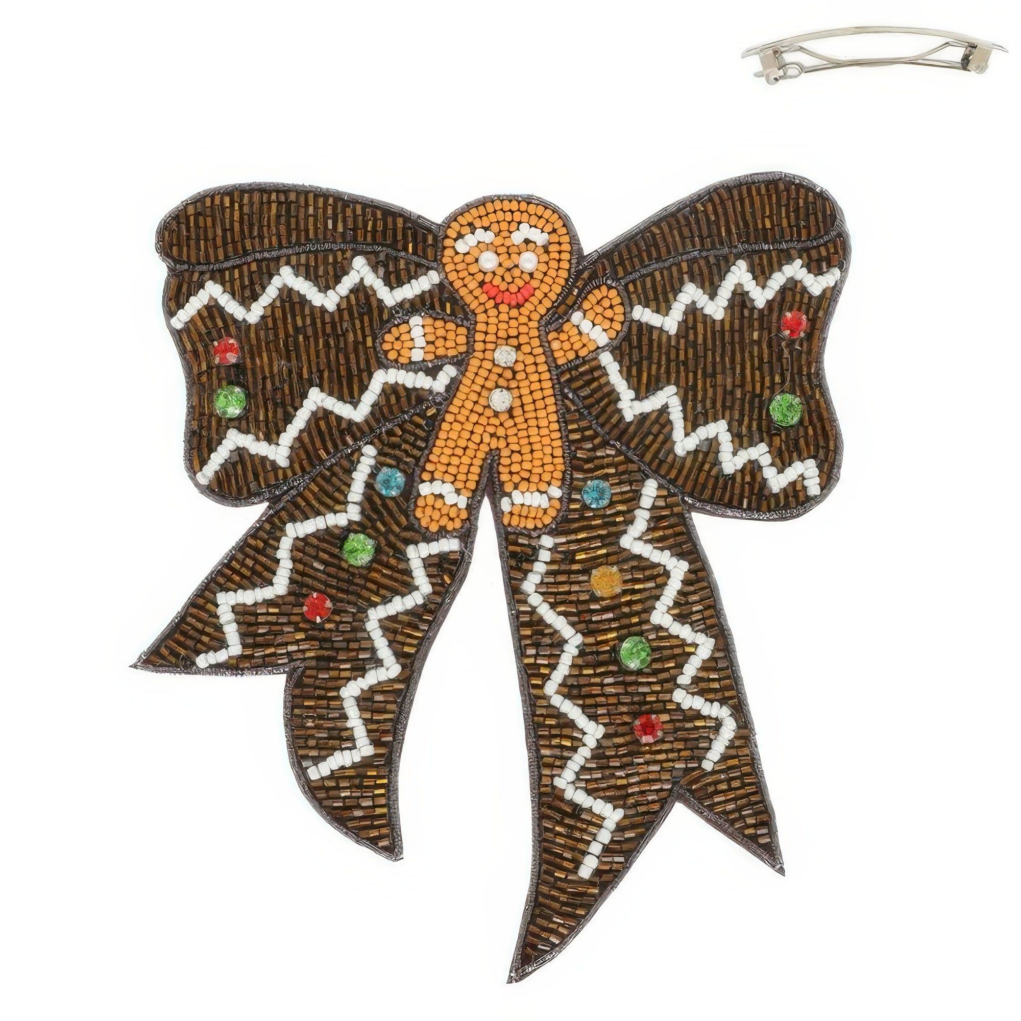 Christmas Gingerbread Bow Barrette Hair Clip - Wear Arielle