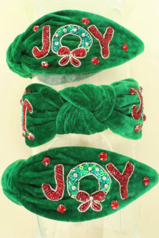 Christmas Joy Top Knot Velvet Headband - Wear Arielle