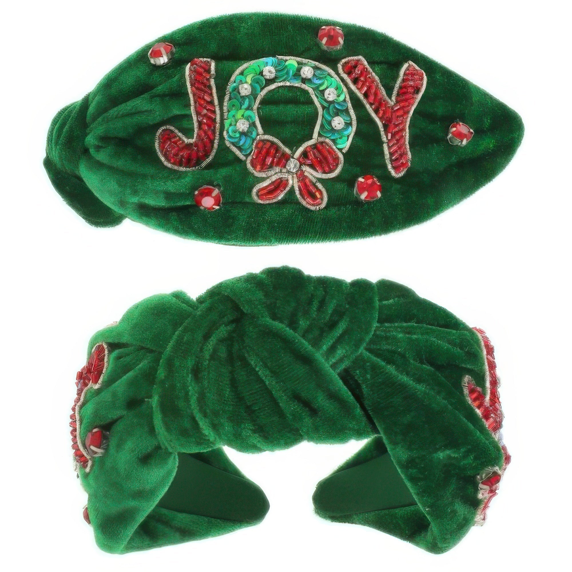 Christmas Joy Top Knot Velvet Headband - Wear Arielle