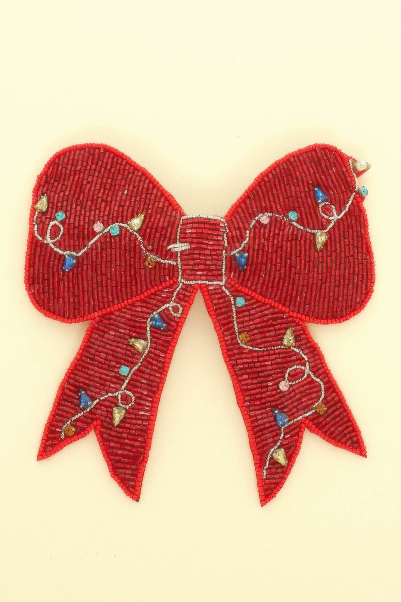 Christmas Lights Bow Beaded Barrette Hair Clip - Wear Arielle