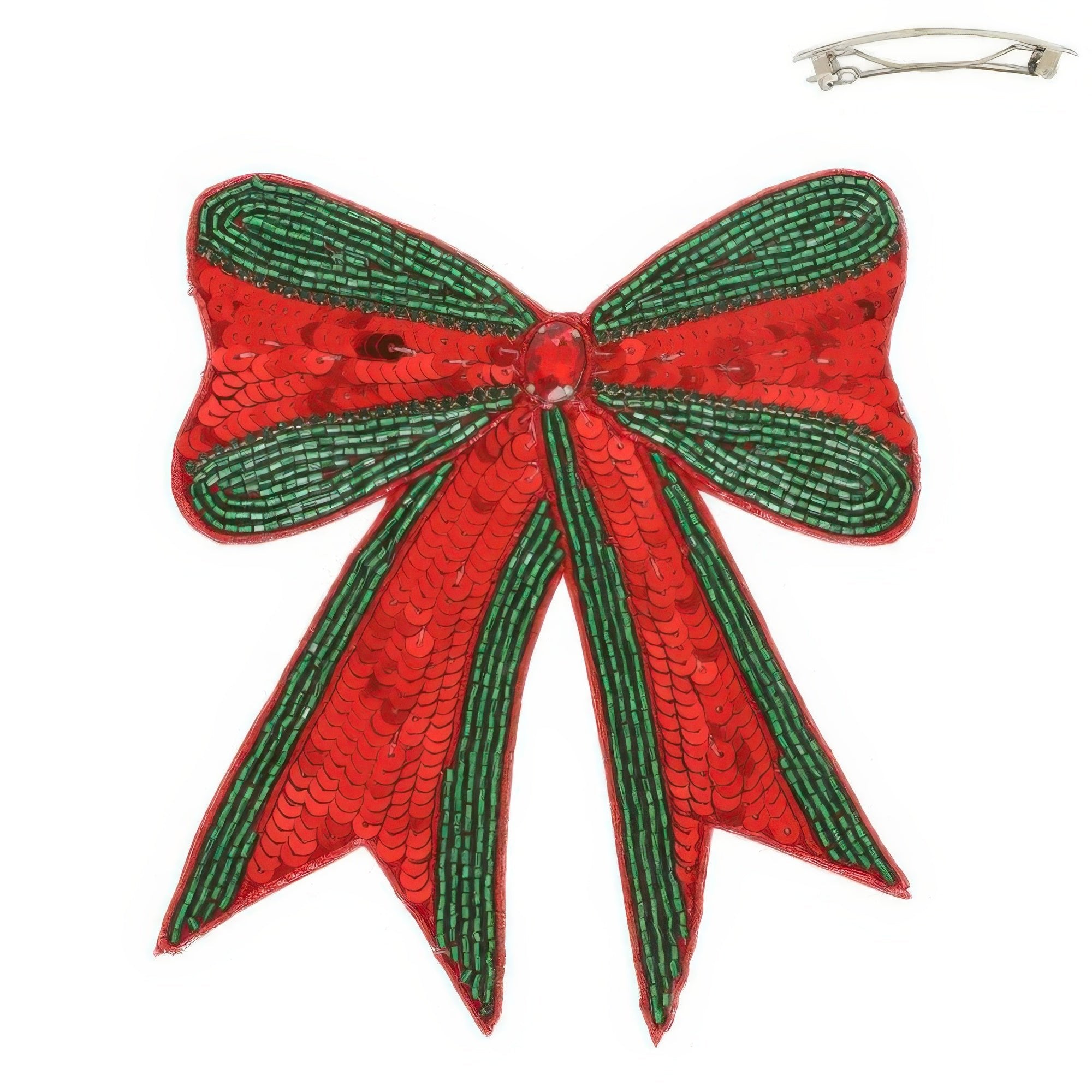Christmas Ribbon Bow Barrette Hair Clip - Wear Arielle