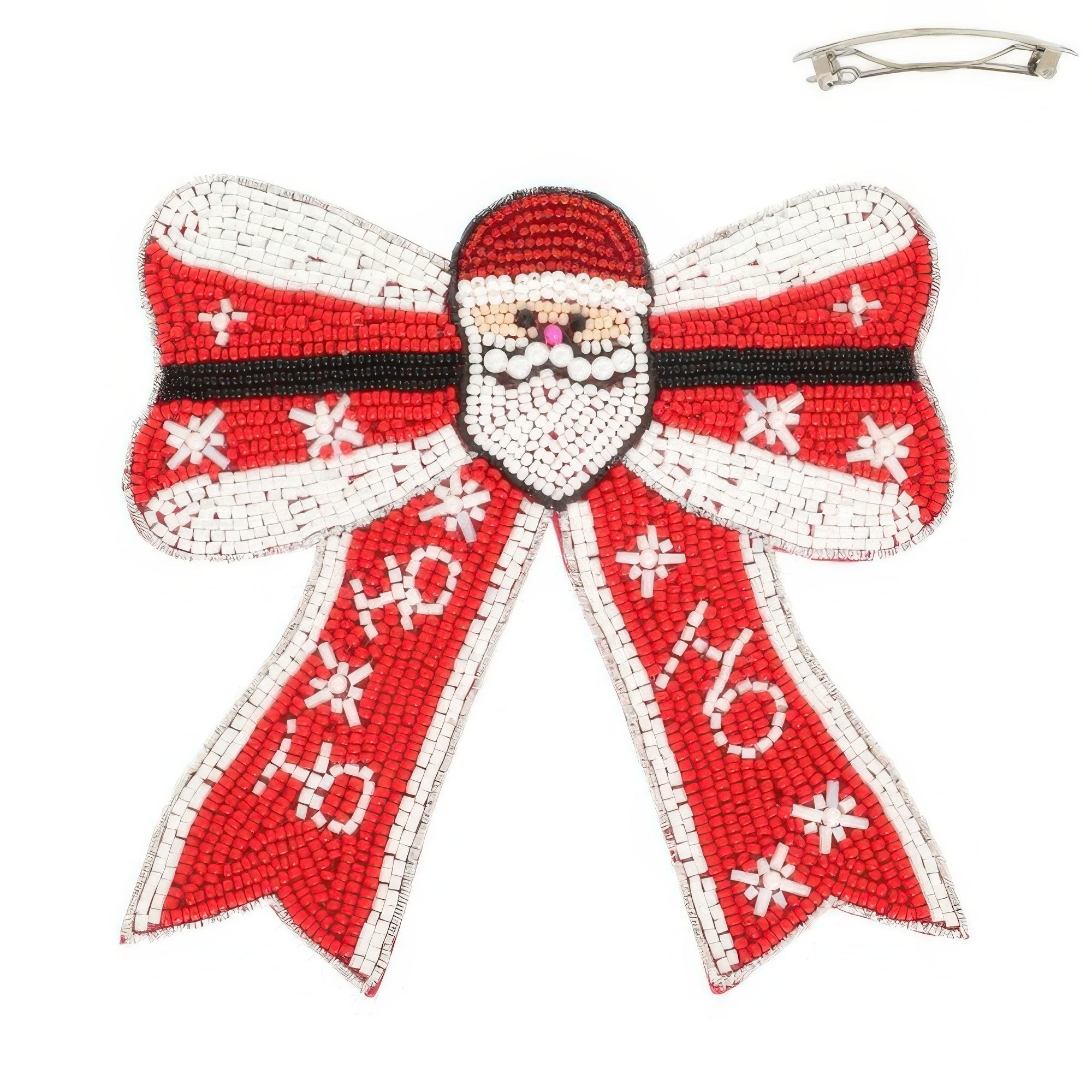 Christmas Santa Bow Barrette Hair Clip - Wear Arielle