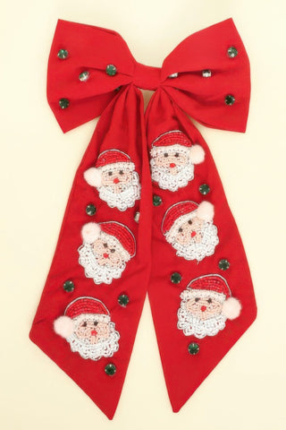 Christmas Santa Claus Bow Barrette Hair Clip - Wear Arielle