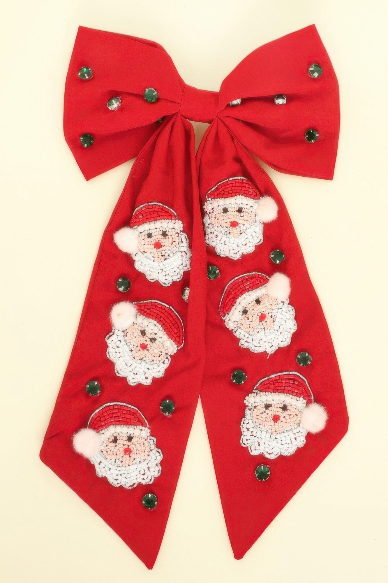Christmas Santa Claus Bow Barrette Hair Clip - Wear Arielle