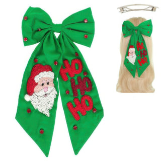 Christmas Santas Hohoho Bow Barrette Hair Clip - Wear Arielle