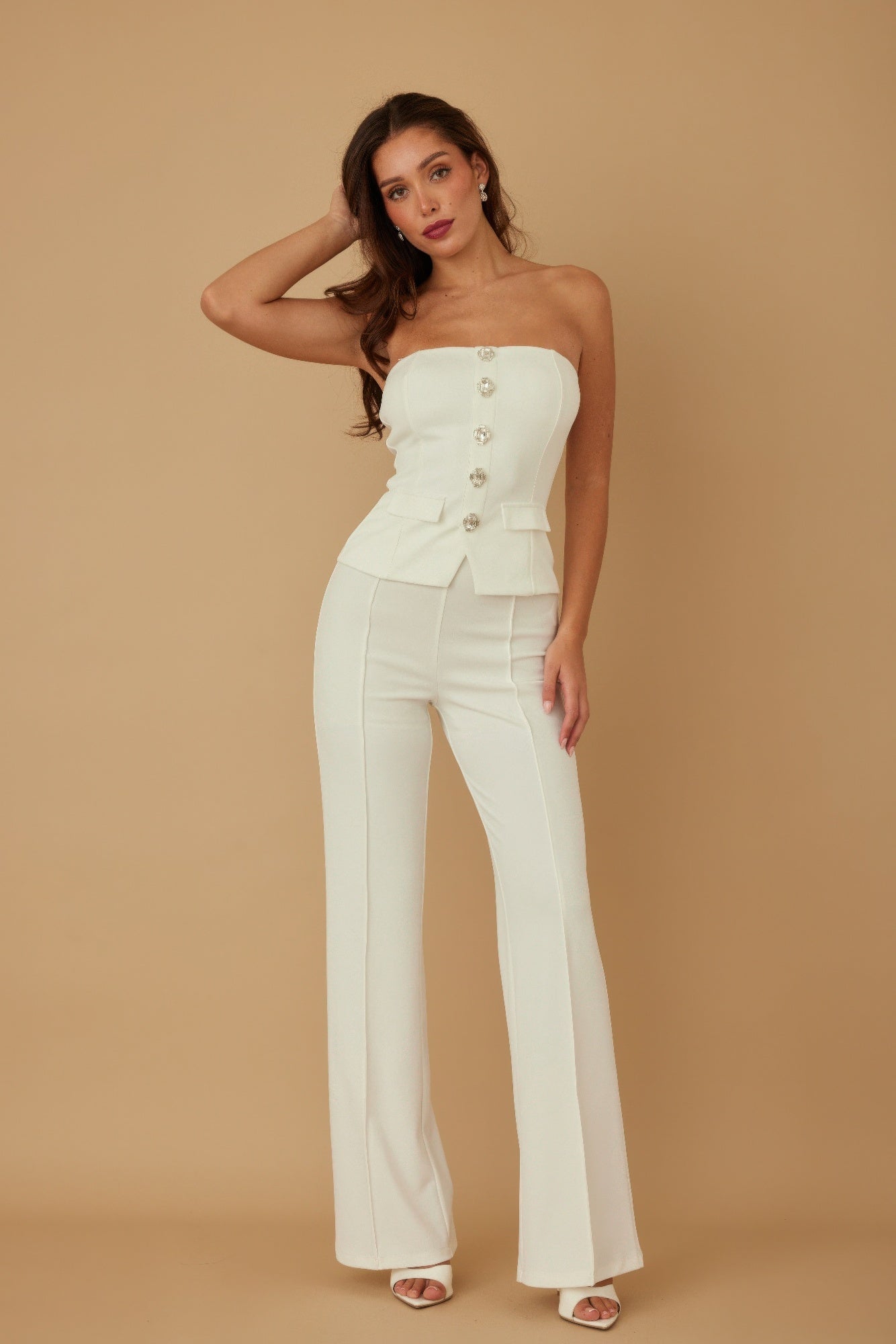 Classy Two Piece Sets With Oval Crystal Stone - Wear Arielle