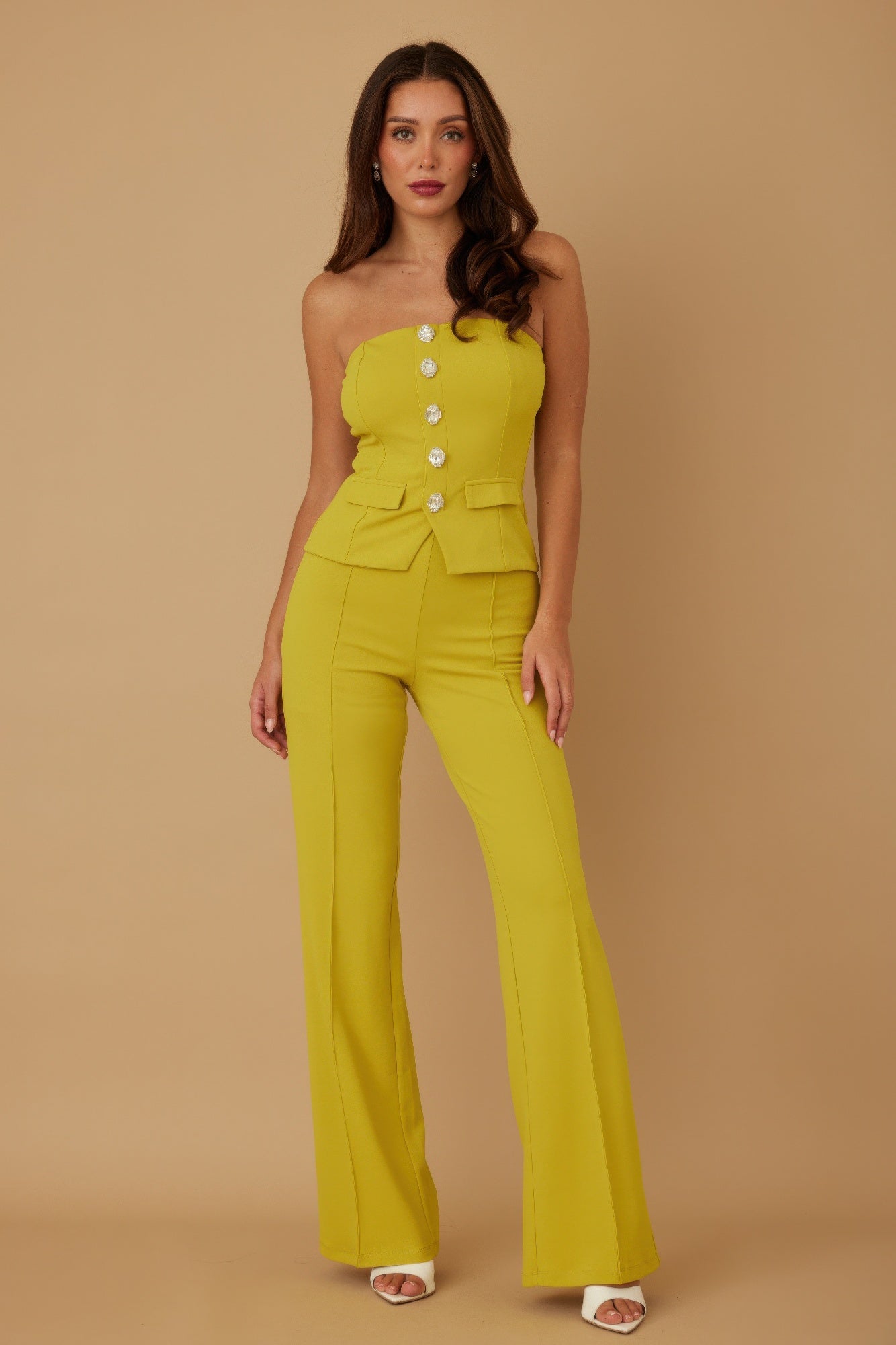Classy Two Piece Sets With Oval Crystal Stone - Wear Arielle
