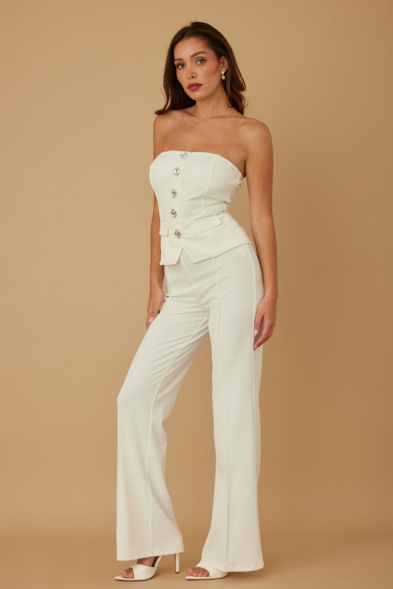 Classy Two Piece Sets With Oval Crystal Stone - Wear Arielle
