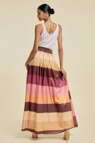 Color Block Maxi Skirt With Pockets - Wear Arielle