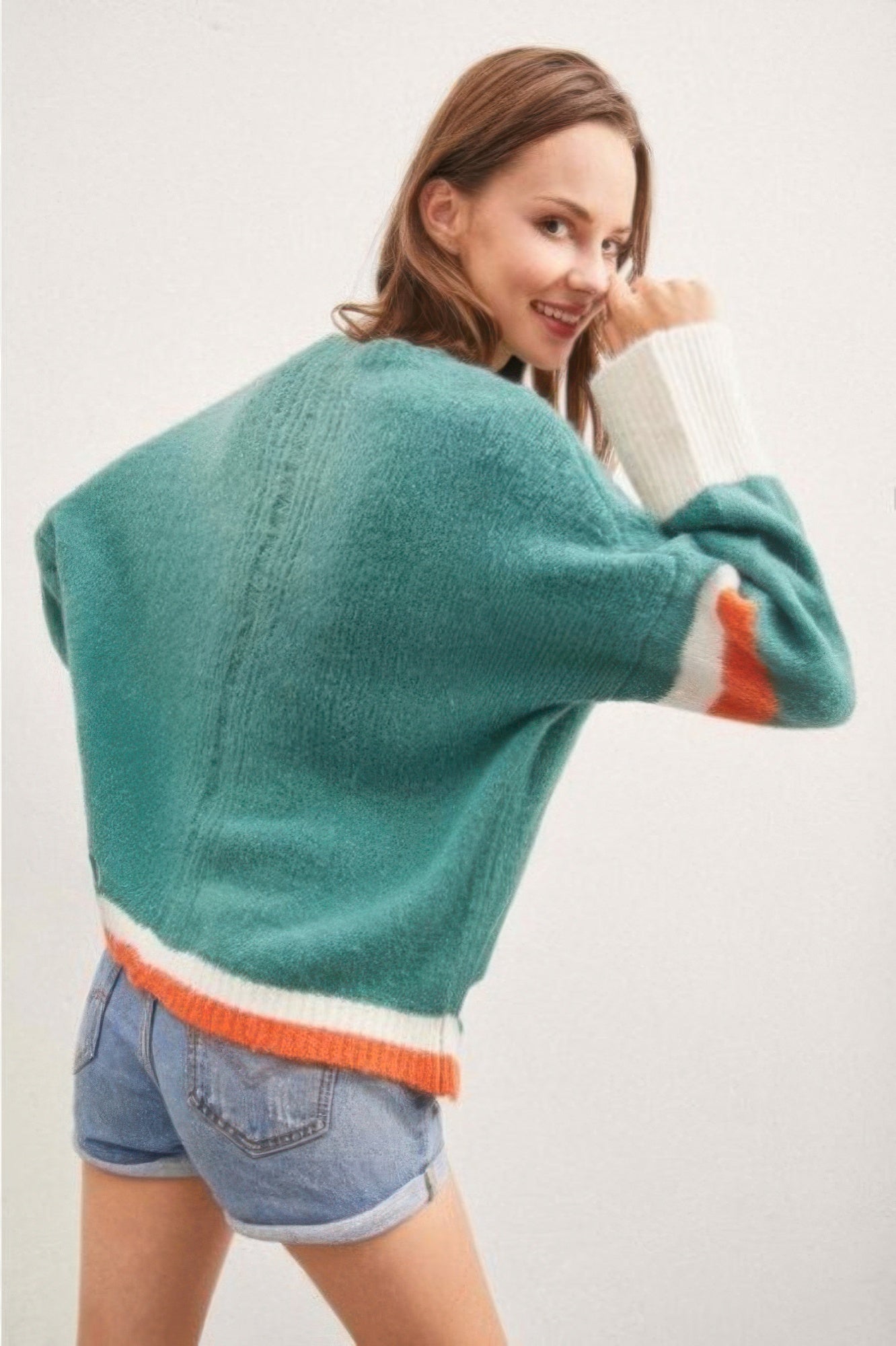 Color Block Sweater With Cut Out - Wear Arielle
